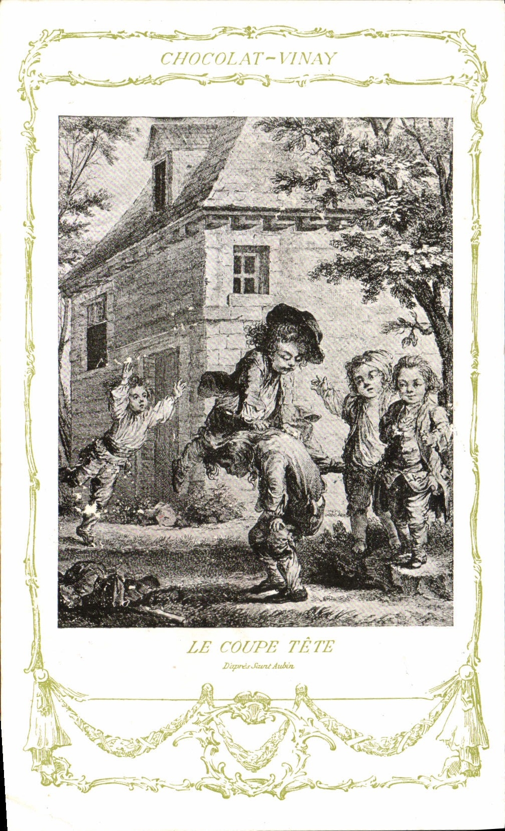 CPA Fantaisie Publicite Chocolat Vinay Le coupe tete Saint Aubin Enfants