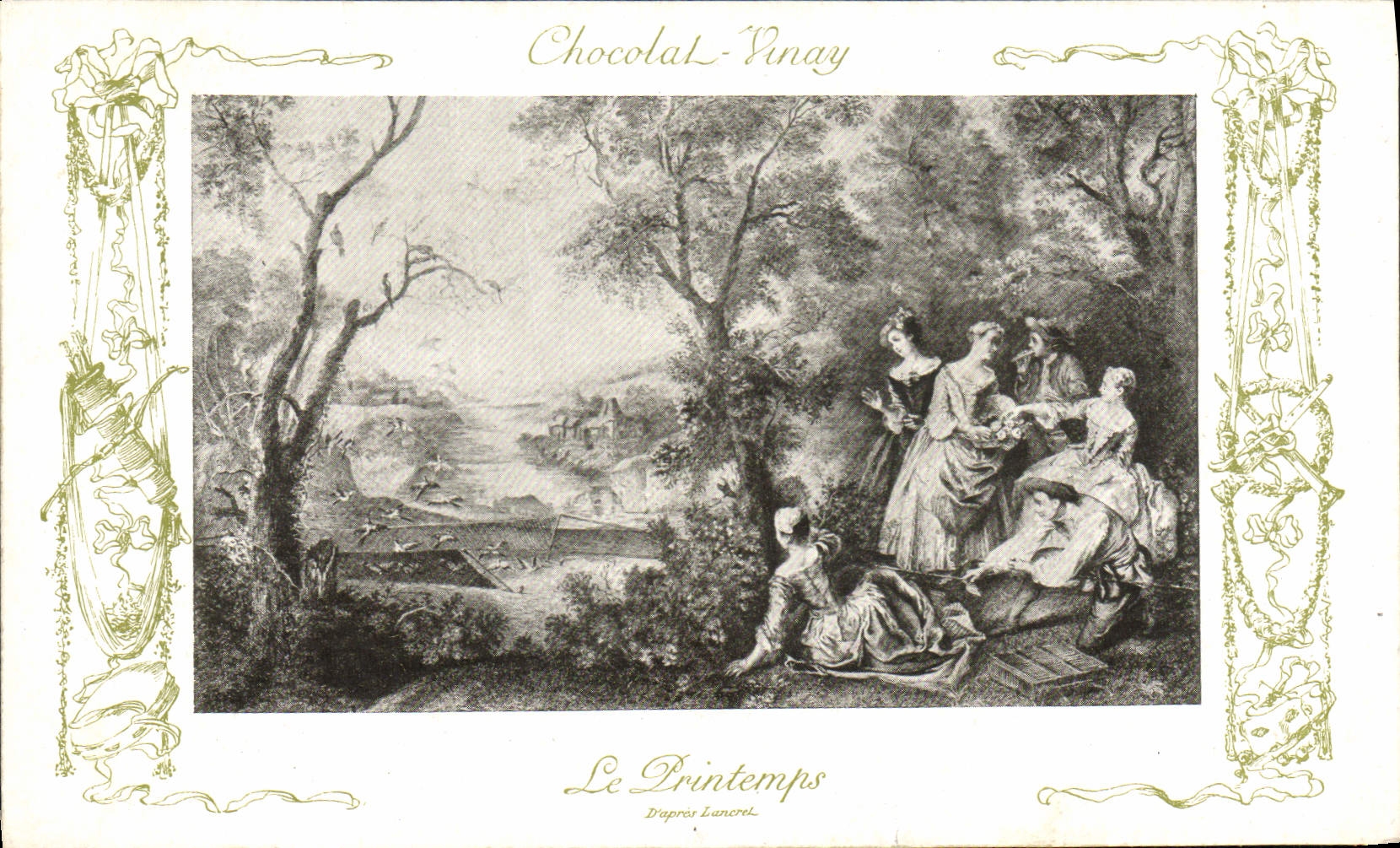 CPA Fantaisie Publicite Chocolat Vinay Le Printemps Lancret