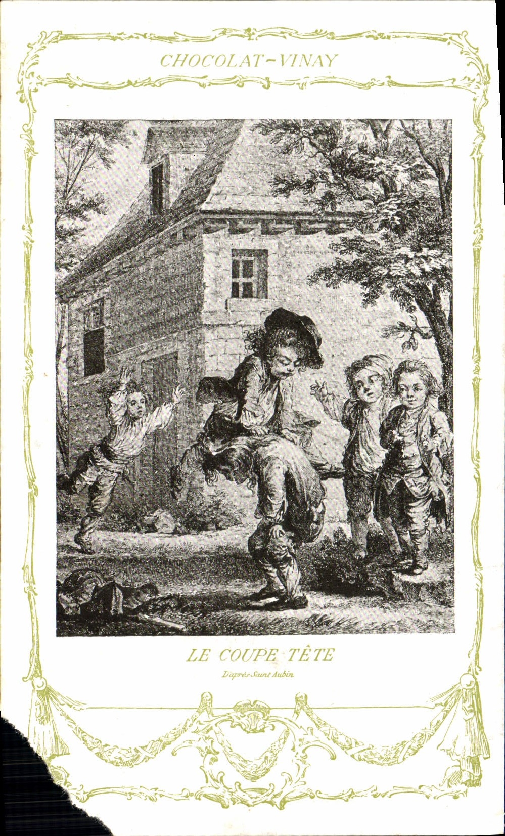 CPA Fantaisie Publicite Chocolat Vinay Le coupe tete Saint Aubin Enfants