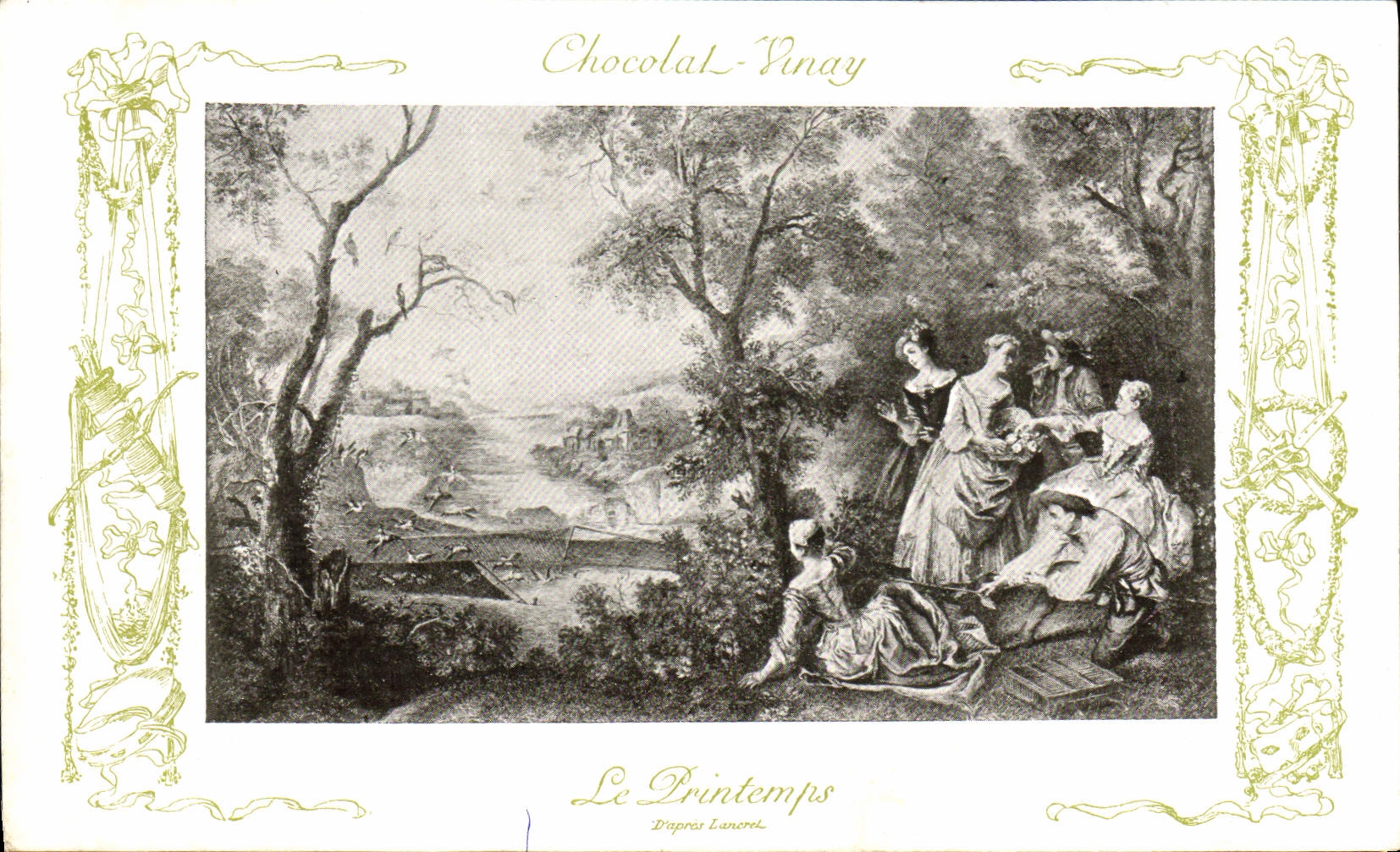 VINTAGE POSTCARD Fantasy Publicity Vinay Chocolate Spring lancret