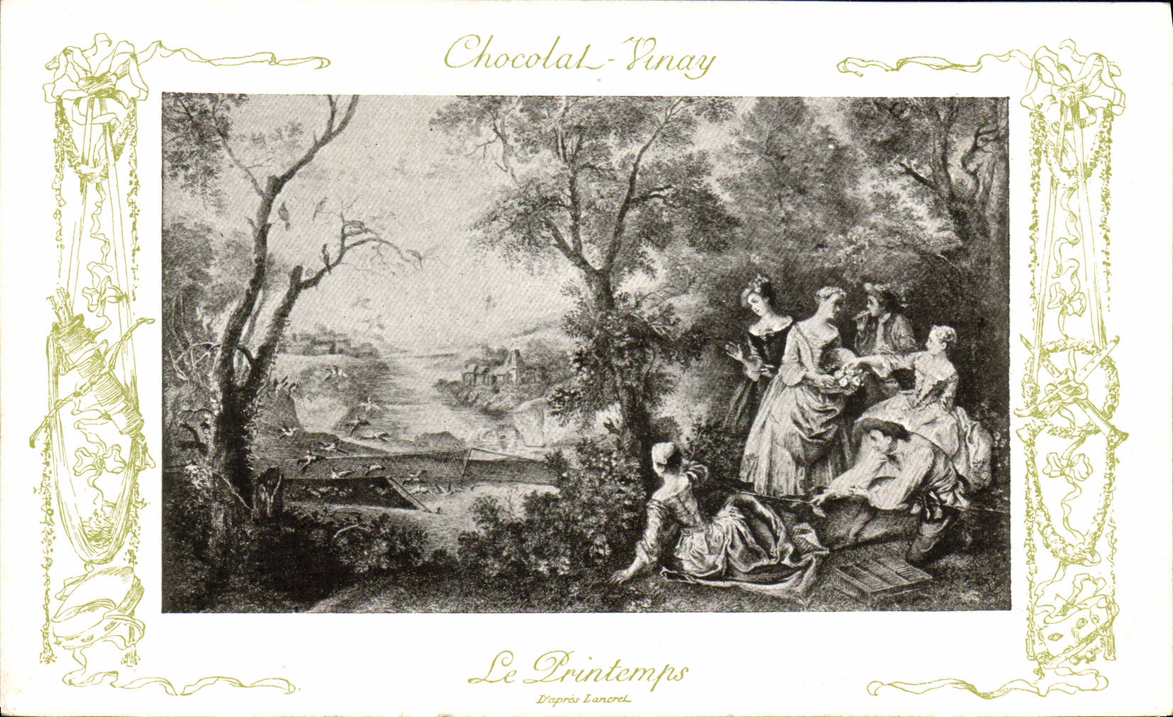 CPA Fantaisie Publicite Chocolat Vinay Le Printemps Lancret