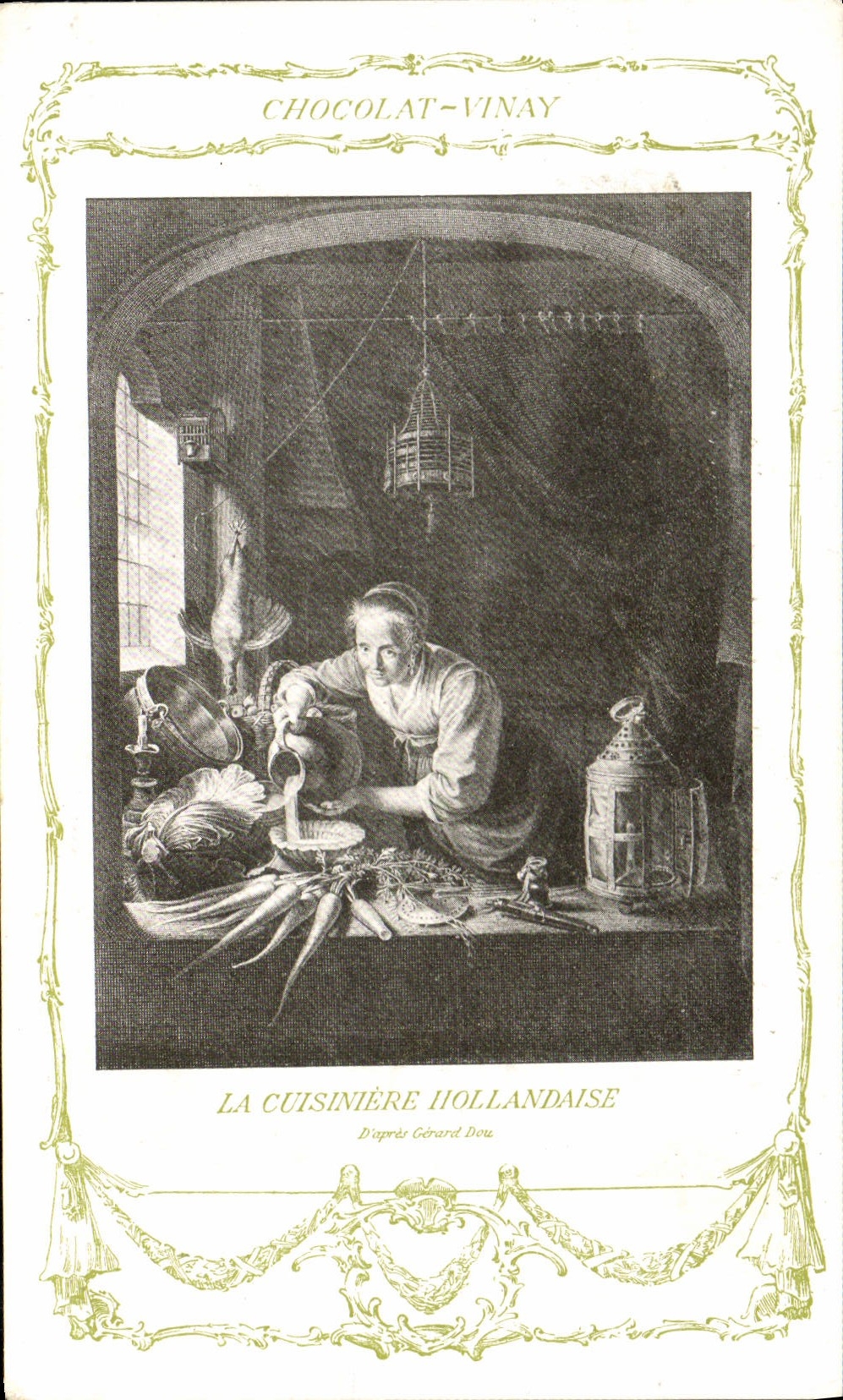 CPA Fantaisie Publicite Chocolat Vinay La cuisiniere hollandaise Gerard Dou