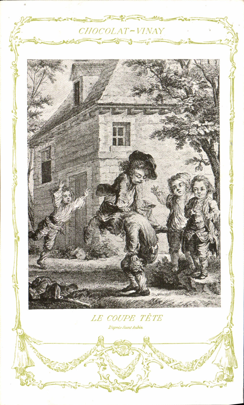 CPA Fantaisie Publicite Chocolat Vinay Le coupe tete Saint Aubin Enfants