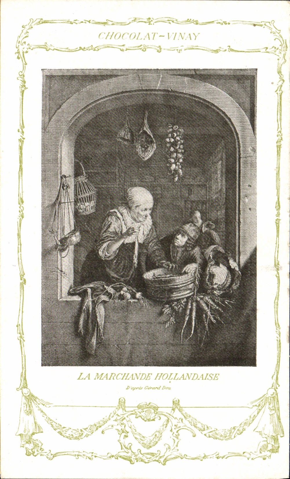 CPA Fantaisie Publicite Chocolat Vinay La marchande hollandaise Gerard Dou