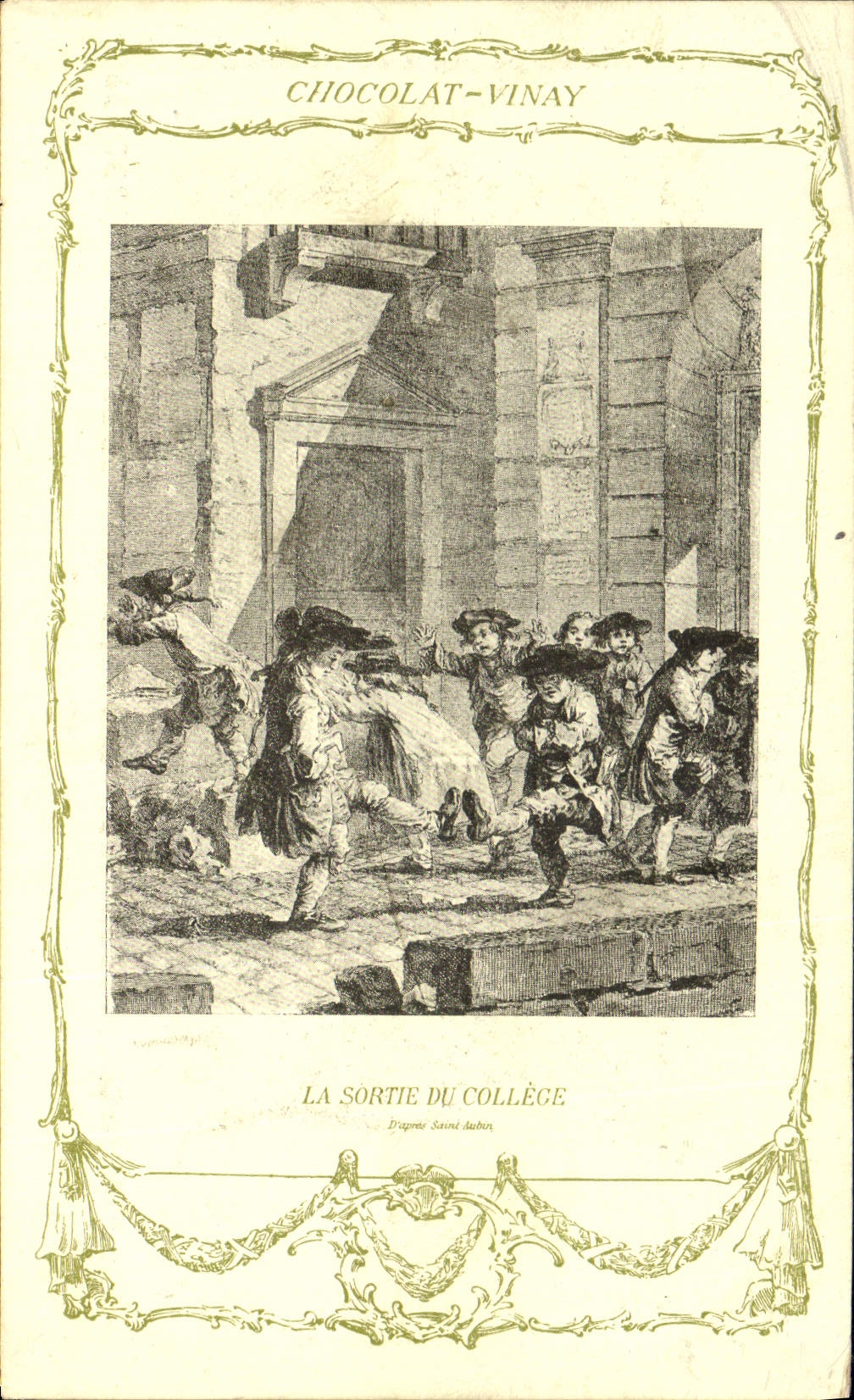 CPA Fantaisie Publicite Chocolat Vivay La sortie du college Saint Aubin Enfants