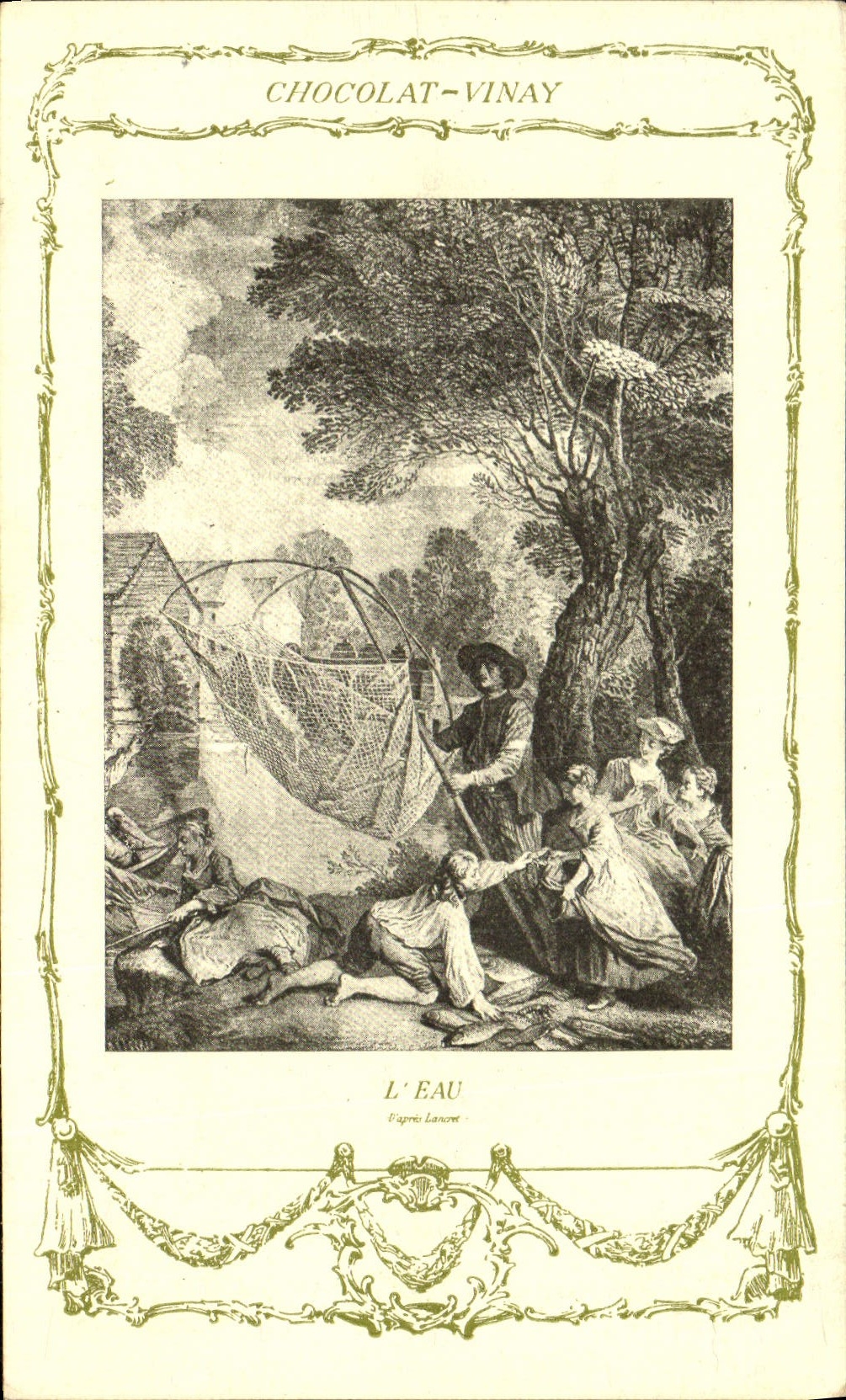 CPA Fantaisie Publicite Chocolat Vivay L'eau Lancret Peche 