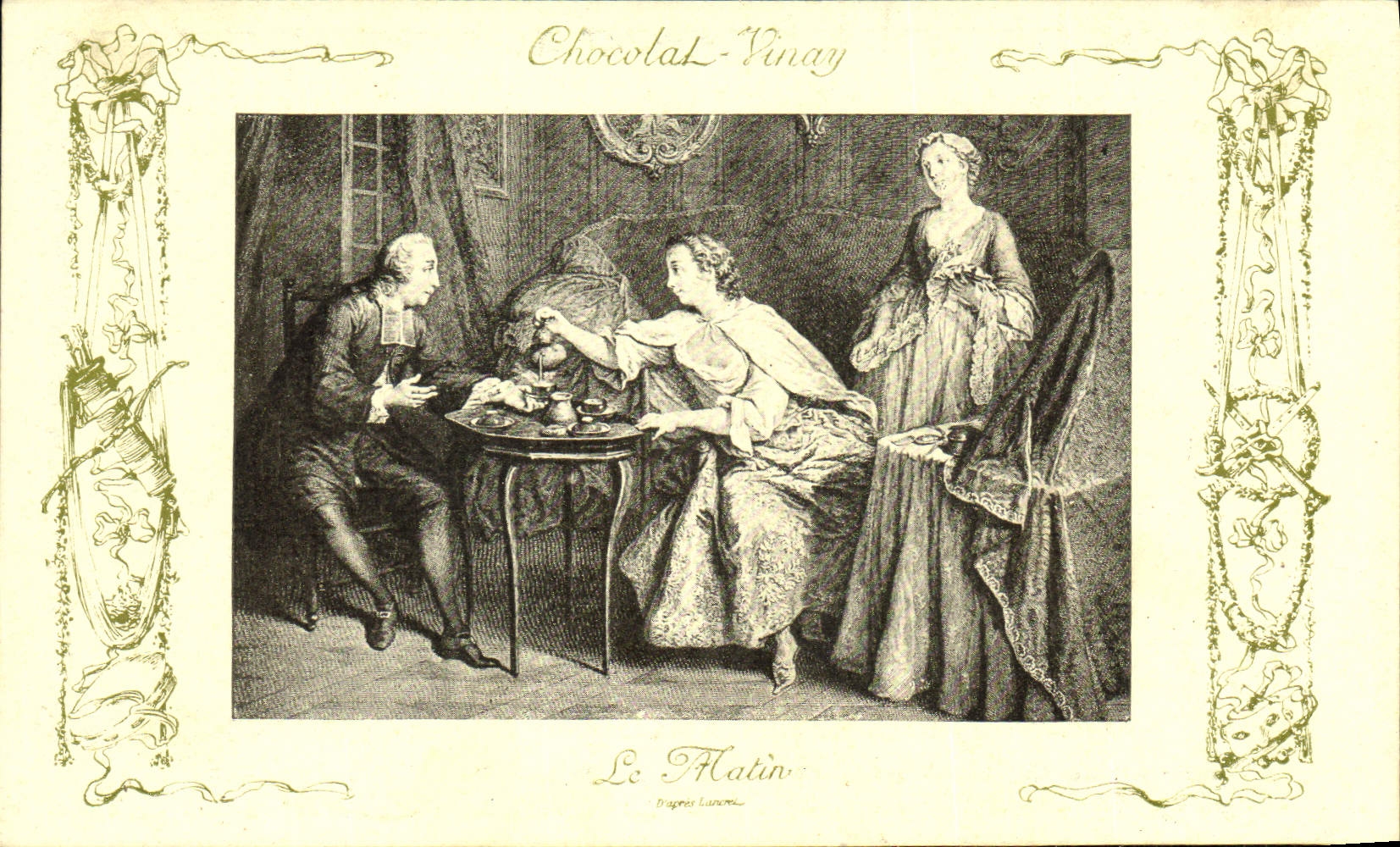 CPA Fantaisie Publicite Chocolat Vivay Le matin Lancret 