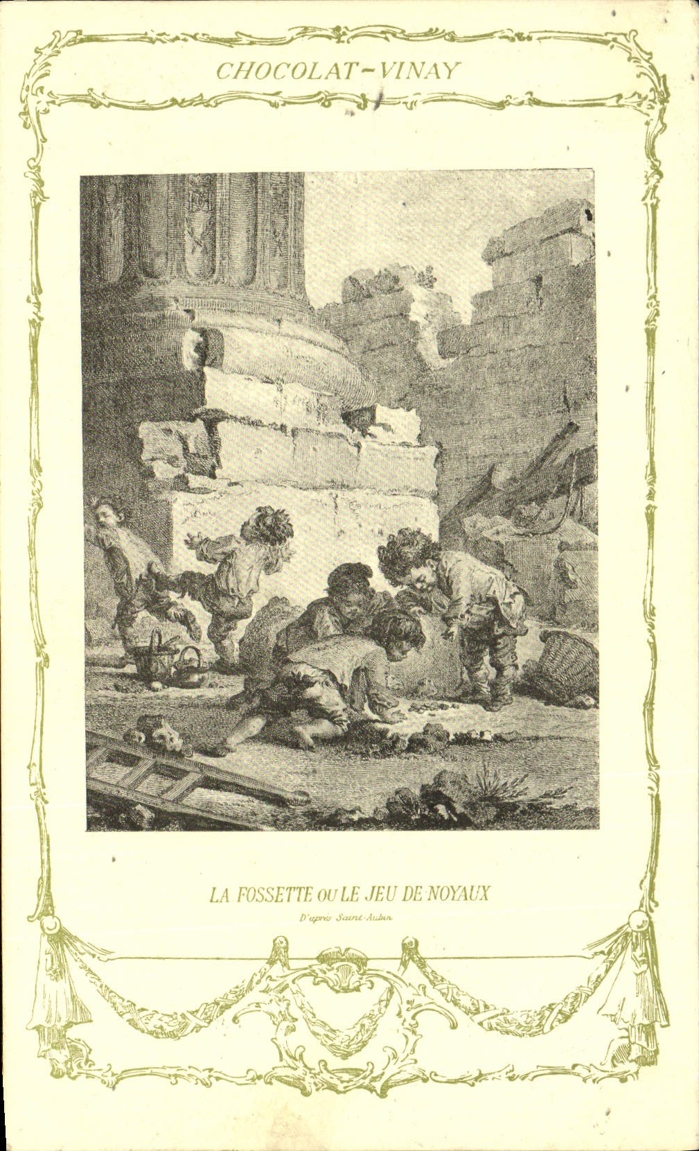 Chocolate de Vivay de la publicidad de la fantasía de la POSTAL de la VENDIMIA la pequeña cavidad o sistema de niños de los corazones