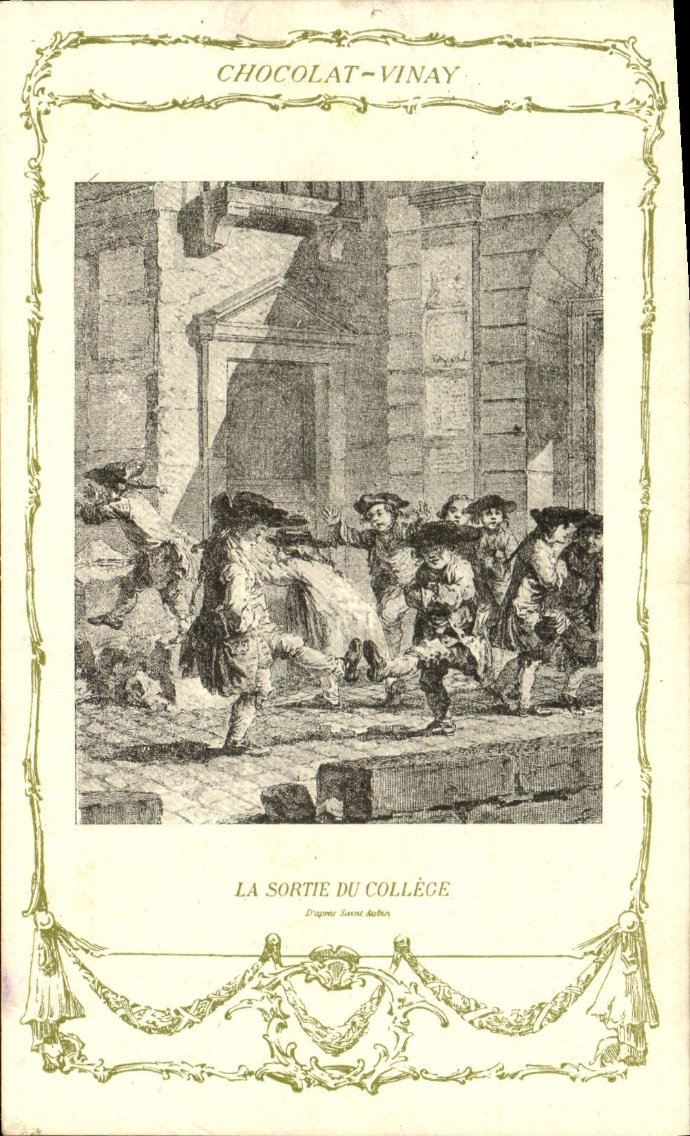 CPA Fantaisie Publicite Chocolat Vivay la sortie du college Saint Aubin Enfants