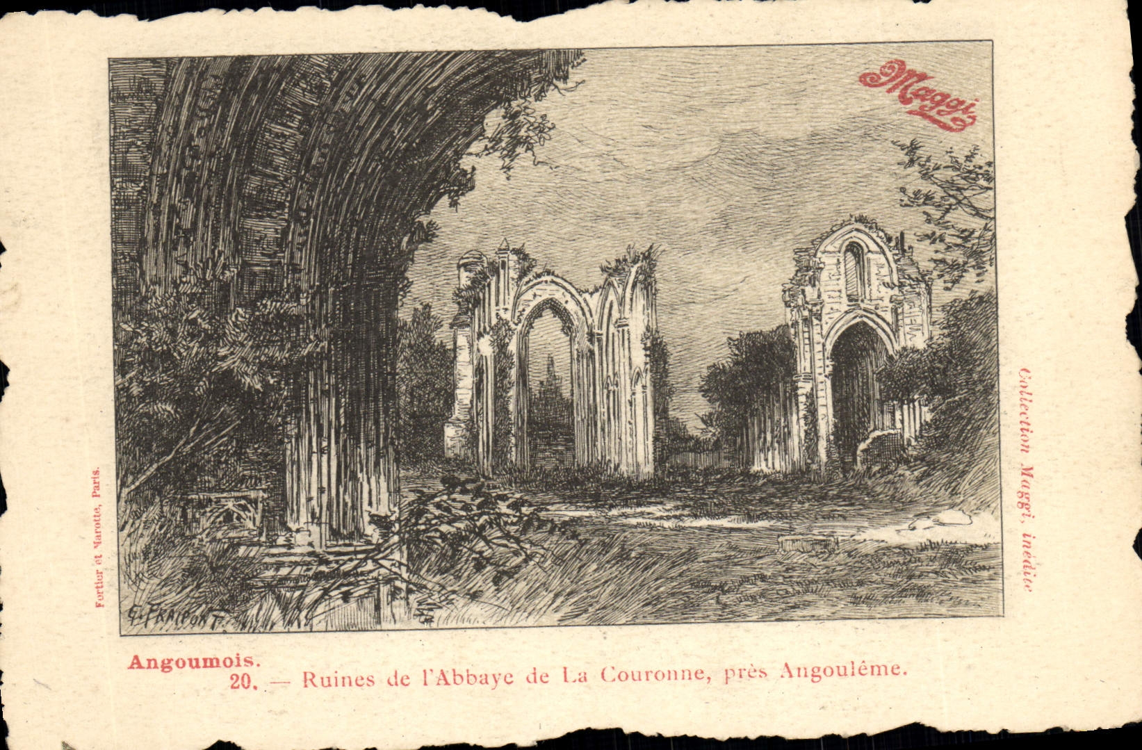 CPA Augoumois Ruines de l'abbaye de la Couronne pres Angouleme Maggi