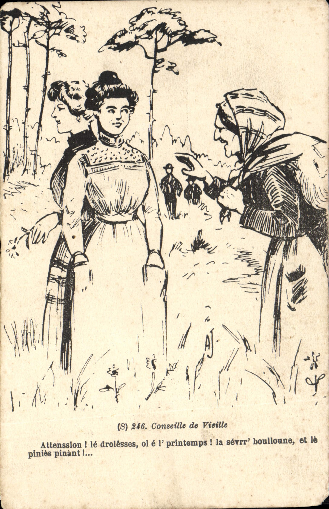 VINTAGE POSTCARD Fantasy the Councils of old woman