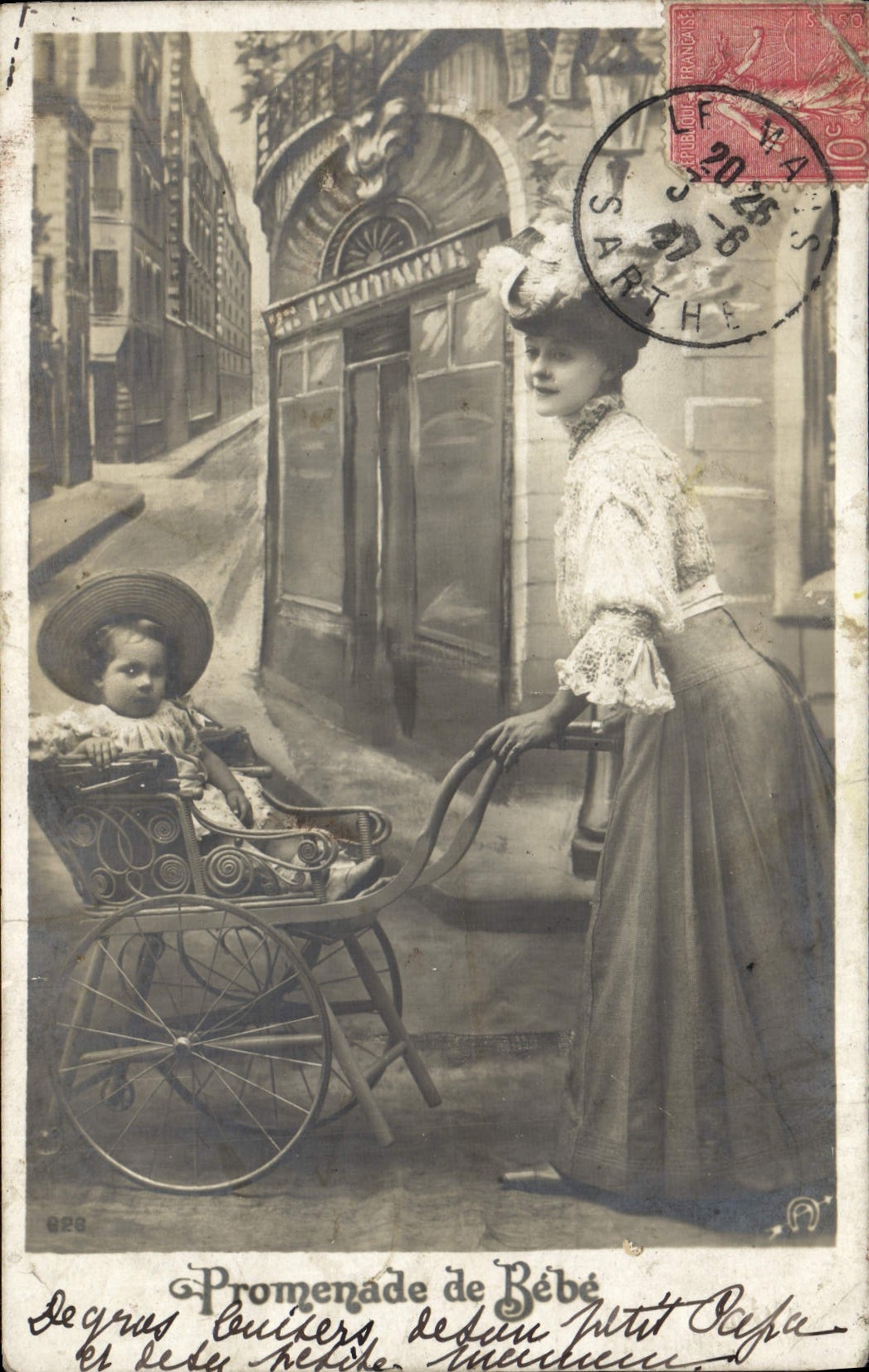 VINTAGE POSTCARD Fantasy Woman Walk of the baby