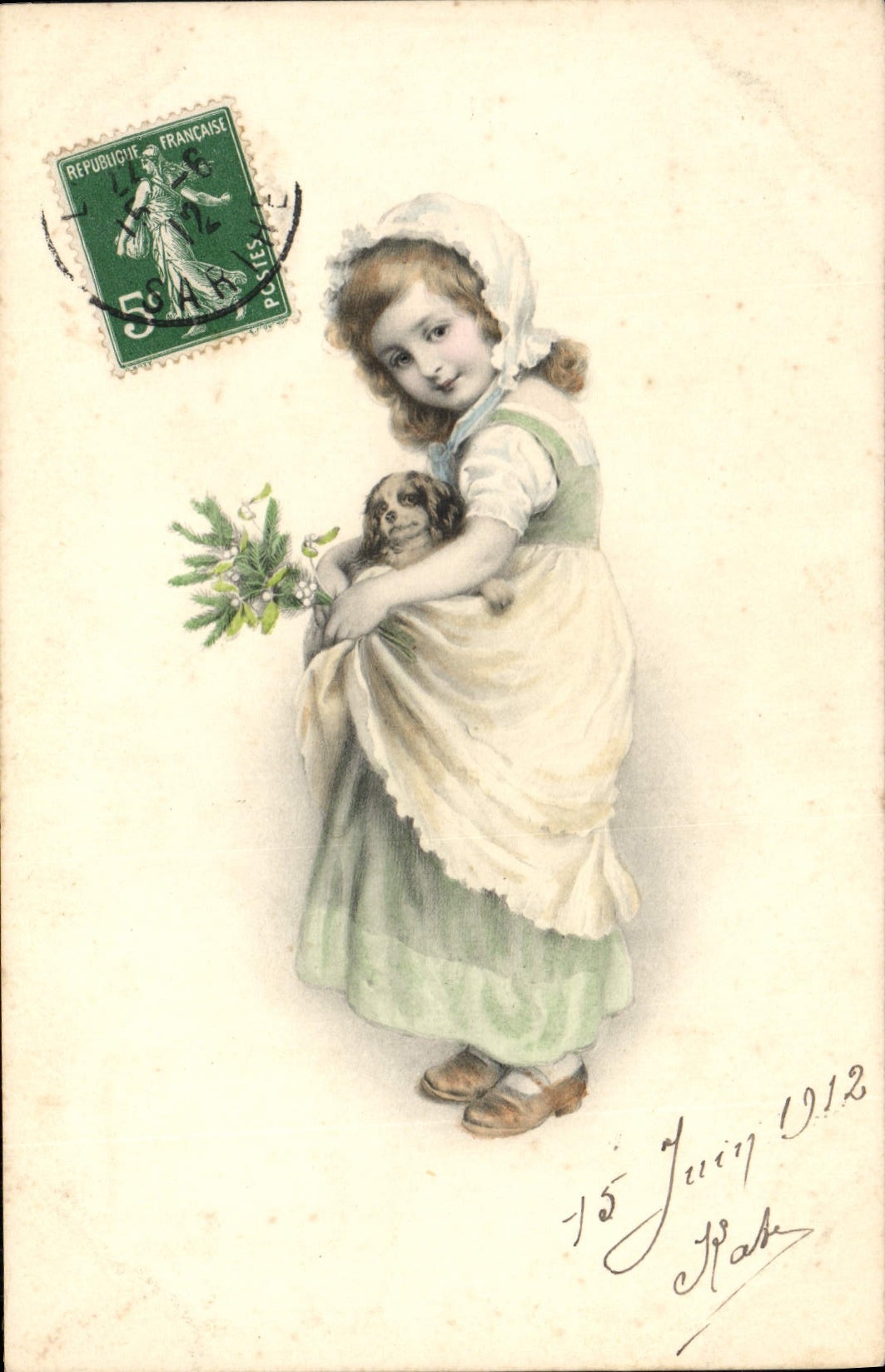 CPA Fantaisie Enfant Chien 