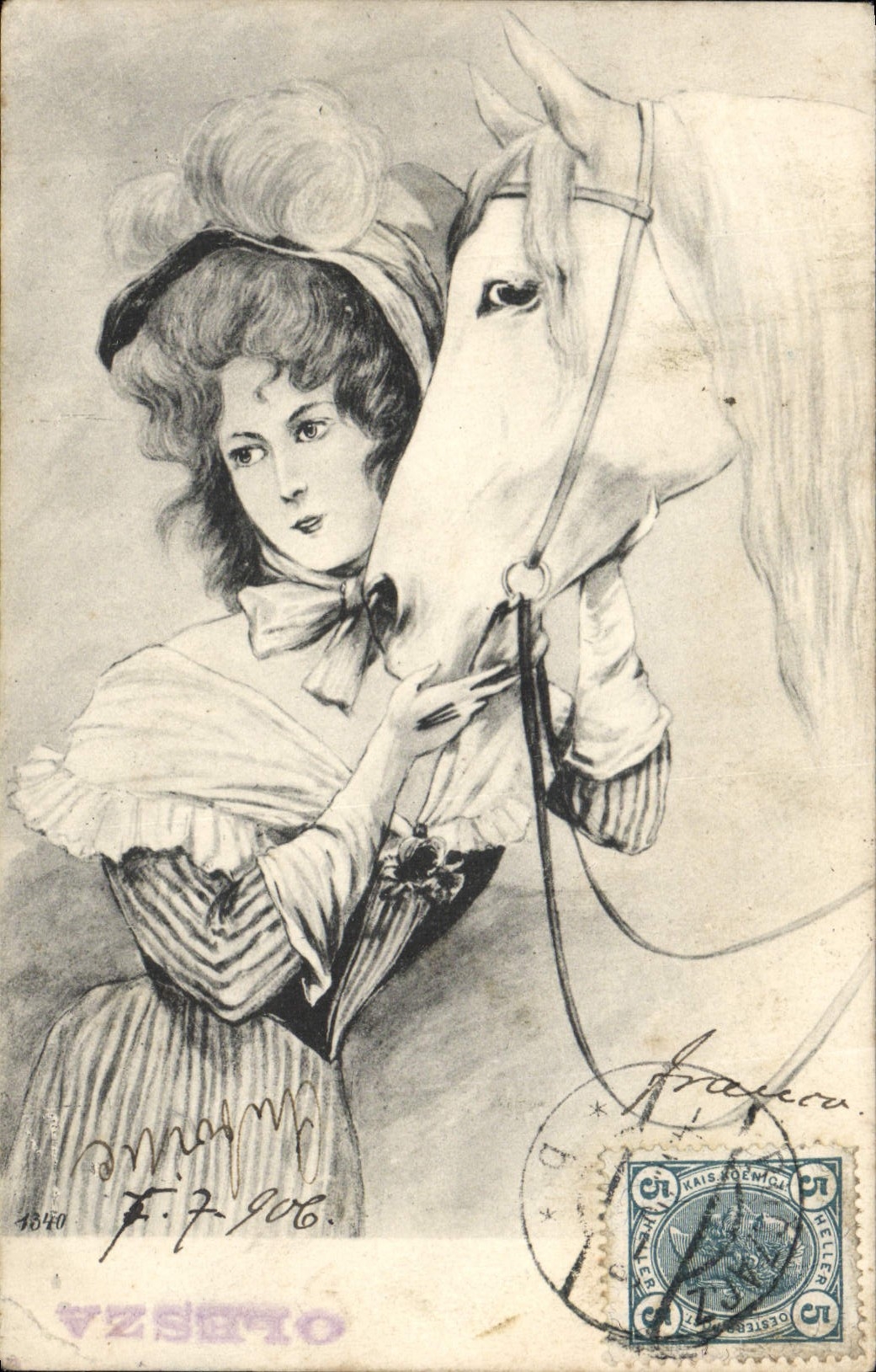 CPA Fantaisie Femme Cheval