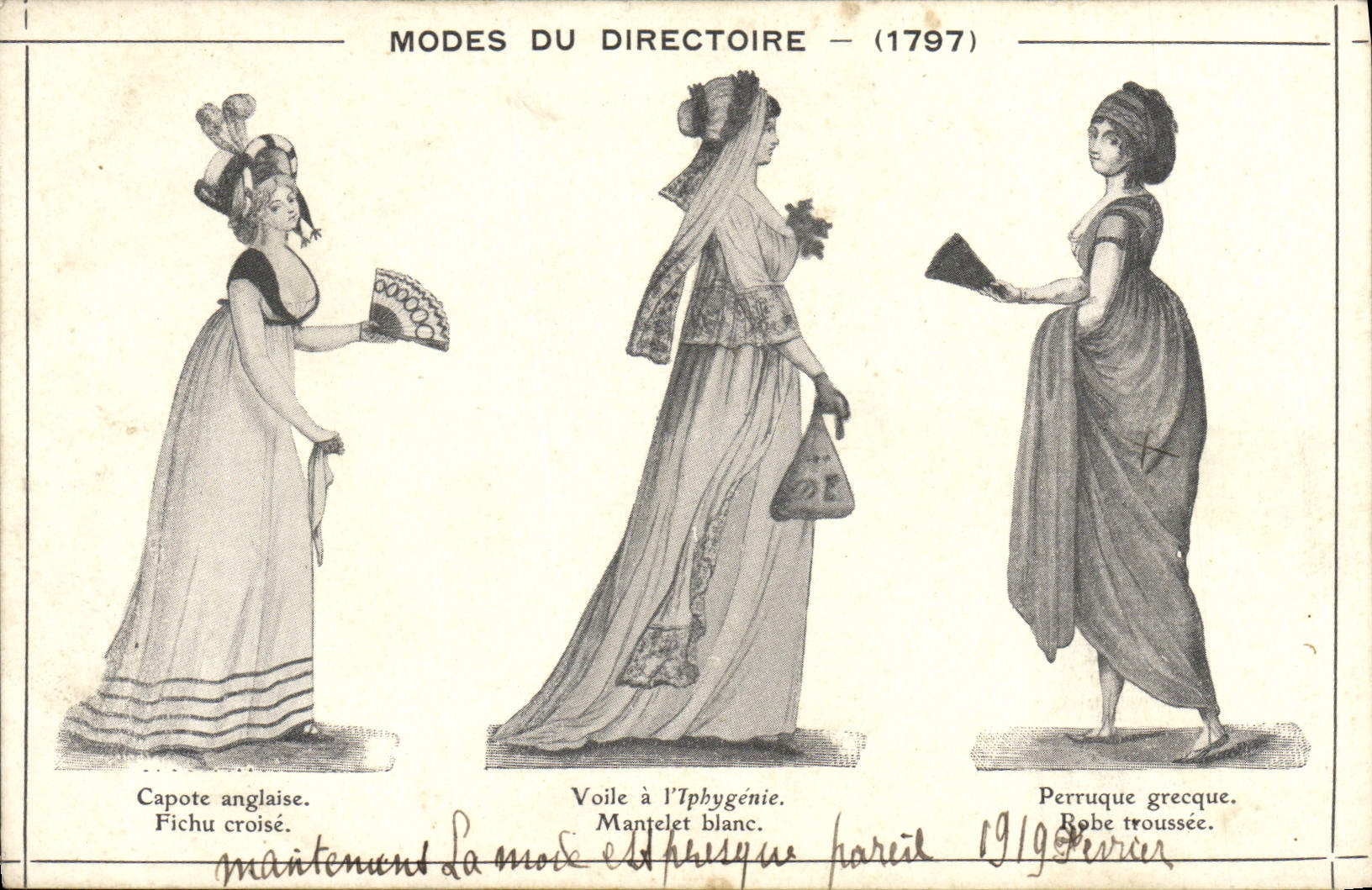 VINTAGE POSTCARD Fantasy Modes of the Directory 1797