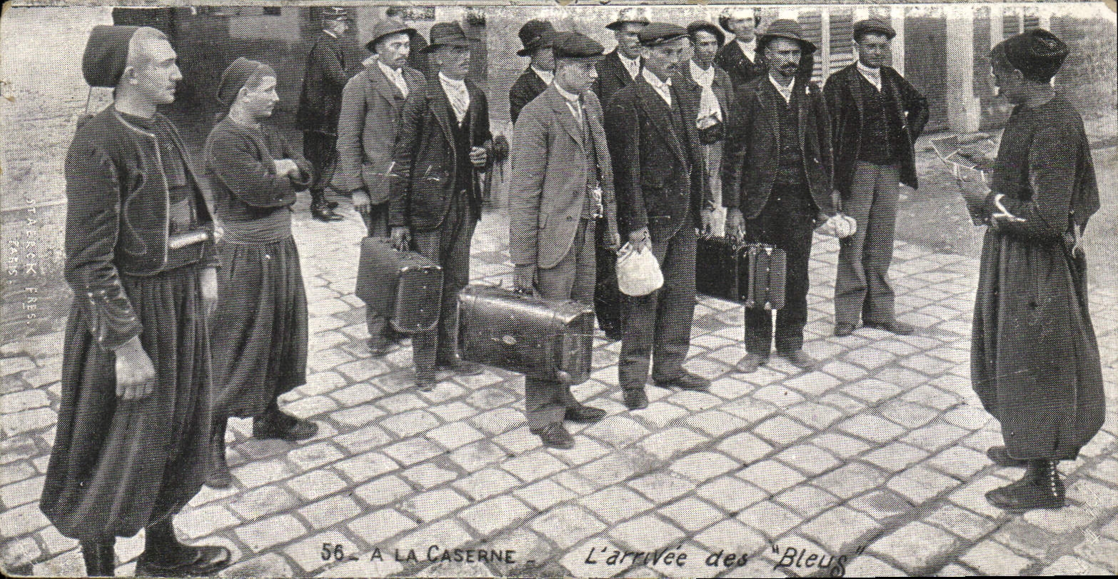 VINTAGE POSTCARD With the barracks the arrival of blue Militaria