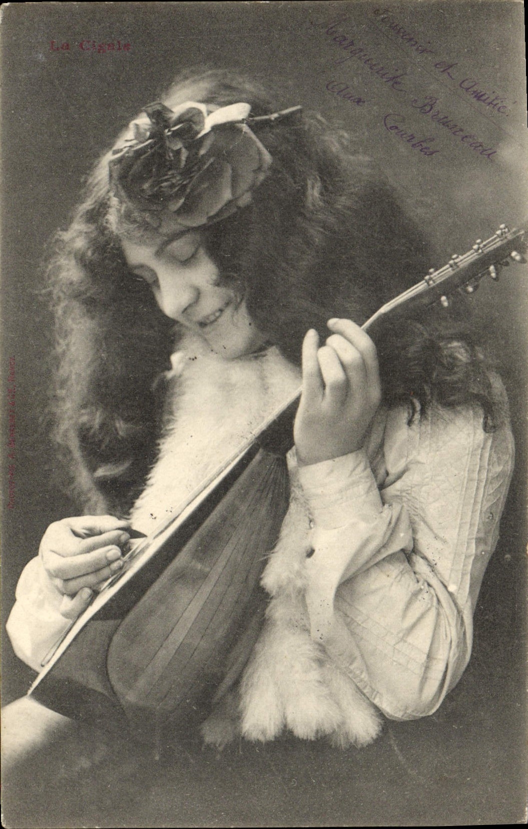 VINTAGE POSTCARD Fantasy Woman Mandoline