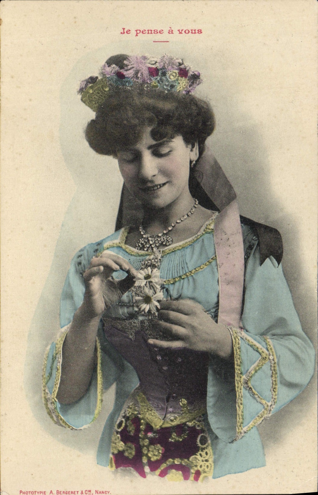VINTAGE POSTCARD Fantaisie Woman I think has to you Folklore