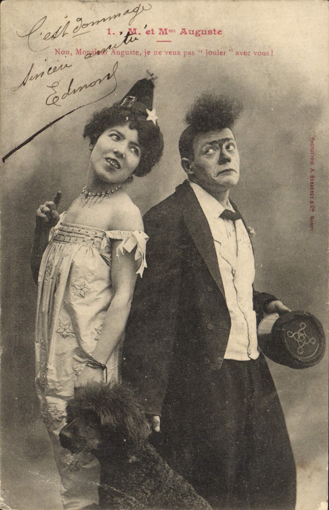 VINTAGE POSTCARD Fantasy M and Mrs. Auguste Chien