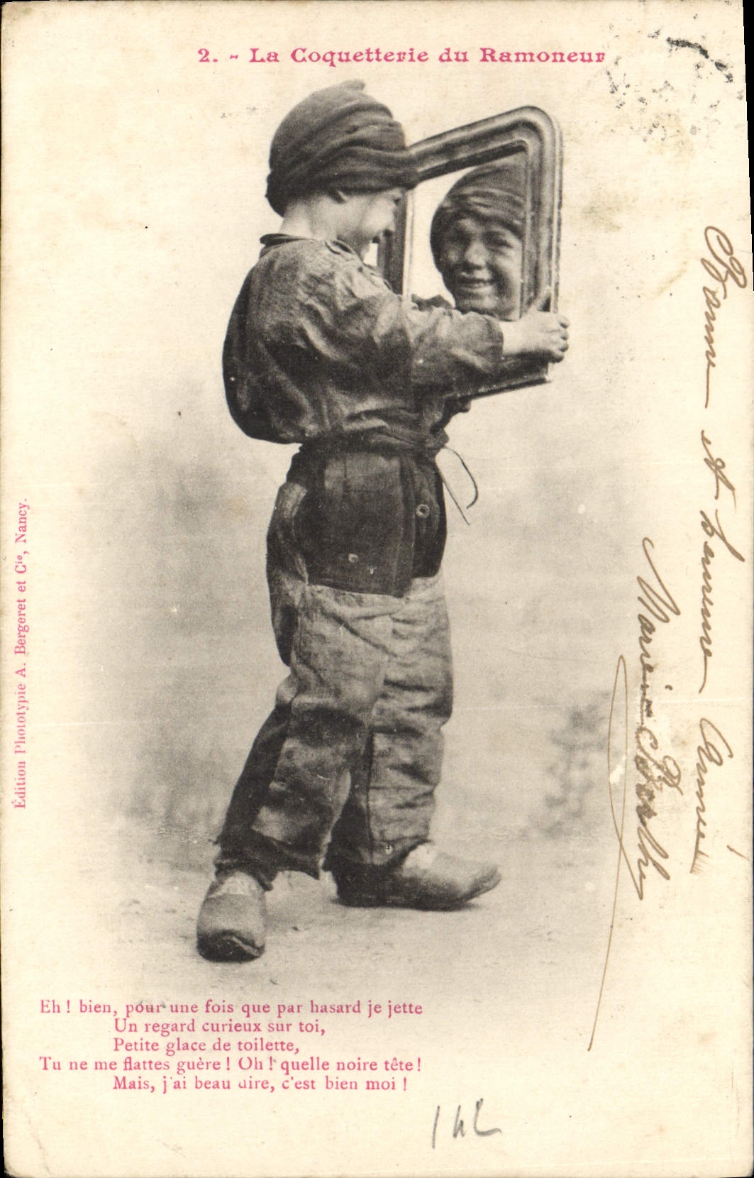 VINTAGE POSTCARD Fantasy Child coquettery of the chimney sweeper