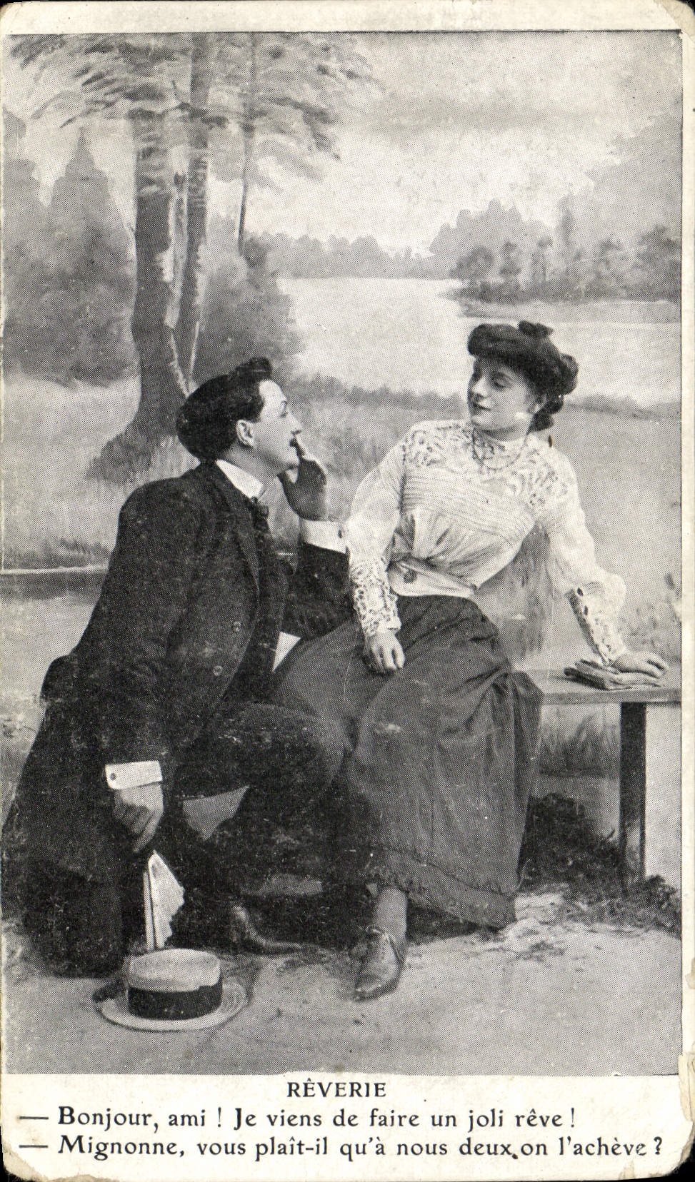 VINTAGE POSTCARD Fantasy Woman Daydream