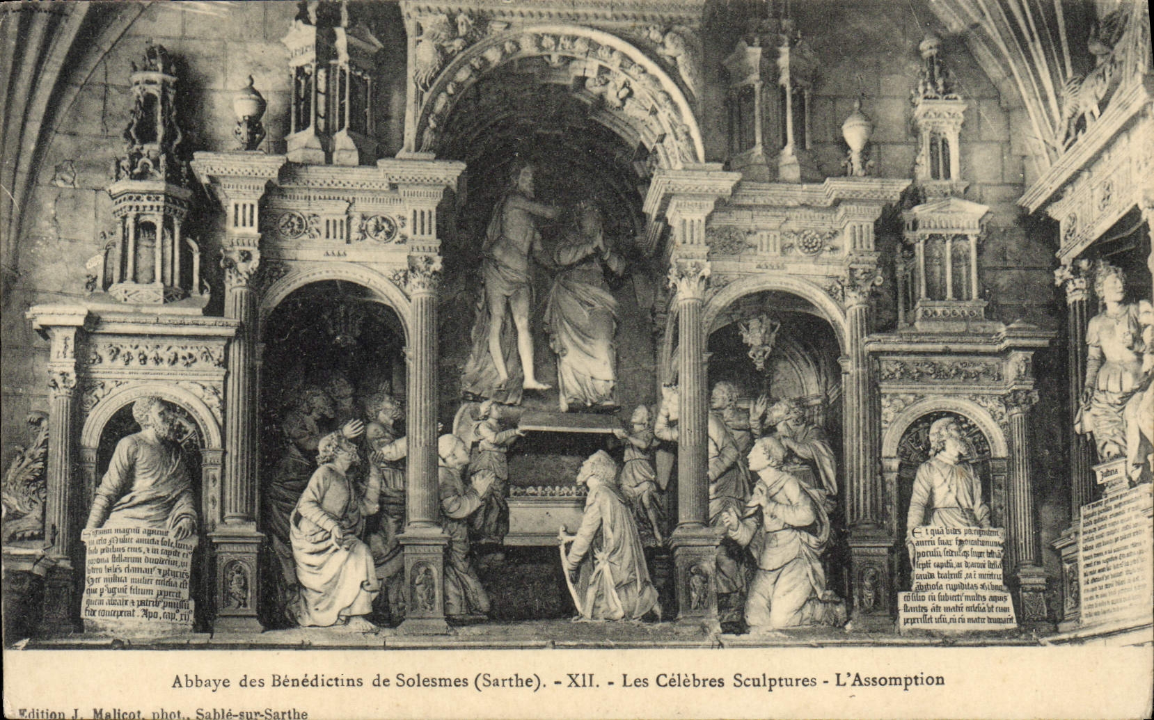 VINTAGE POSTCARD Abbey Of the Benedictines De Solesmes Famous Sculptures the Assumption