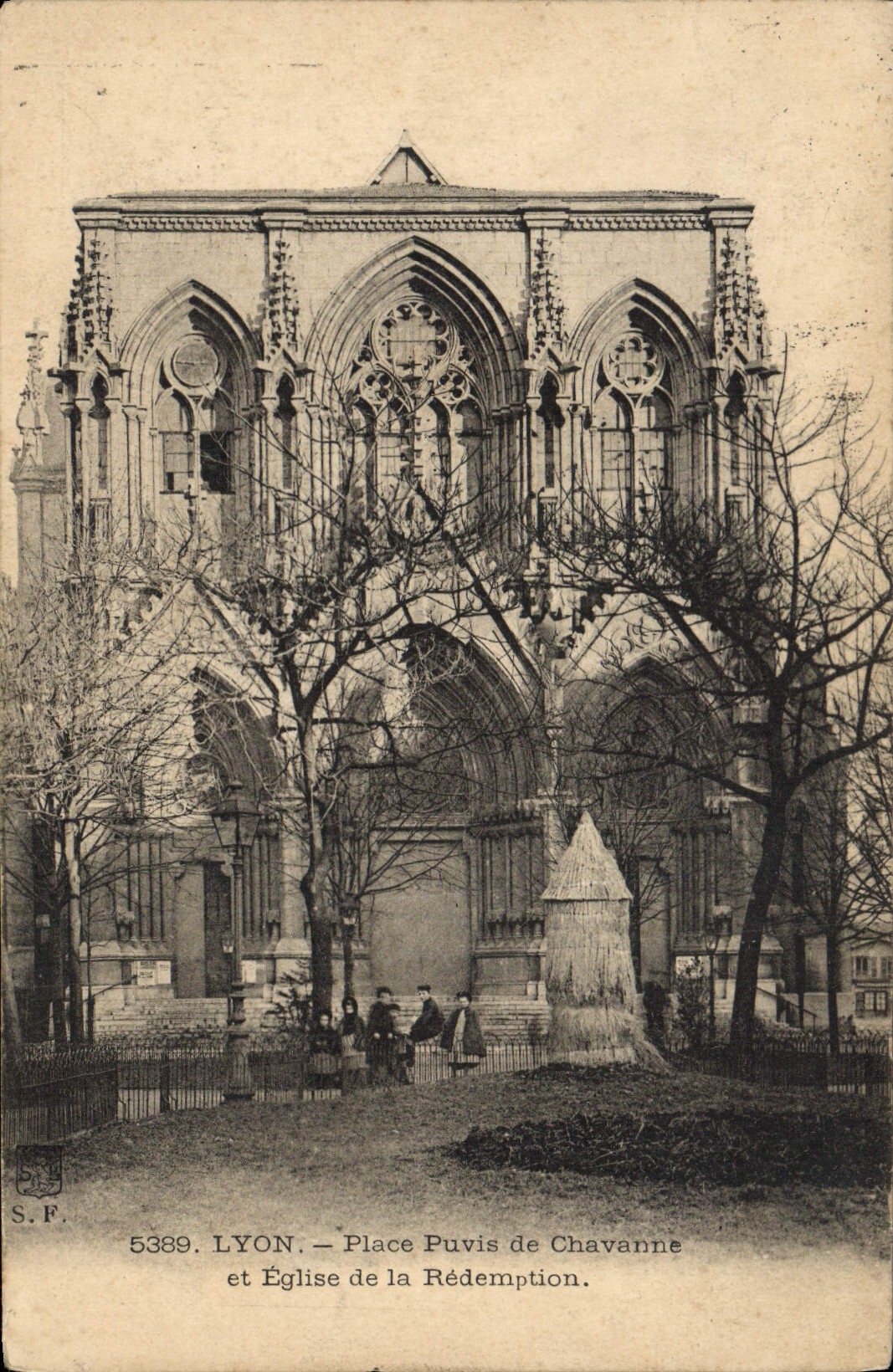 POSTAL Lyon Places Puvis De Chavanne y Eglise de la VENDIMIA del rescate