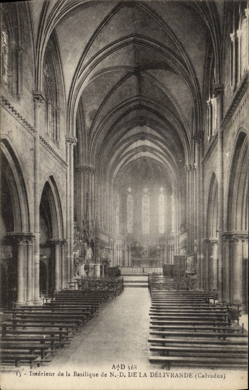 VINTAGE POSTCARD Interior Of the ND Basilica of Delivrande