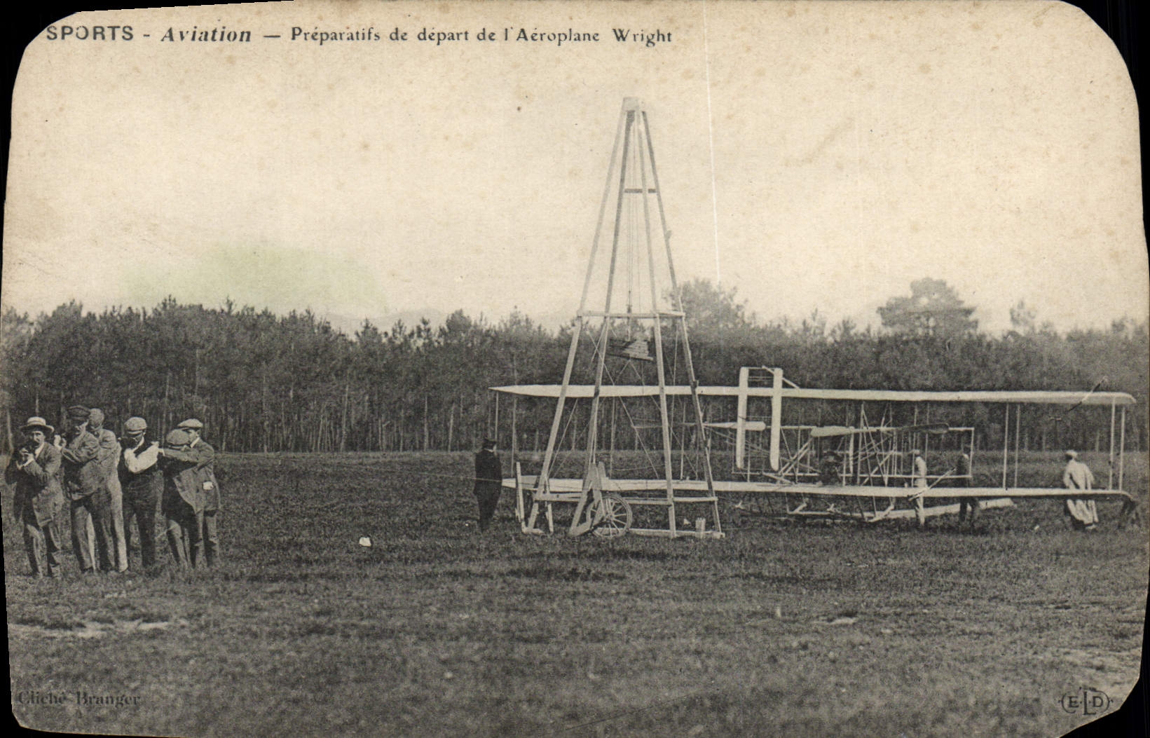 CPA Sports Aviation Preparatifs De Depart De I'Aeroplane Wright Aviation