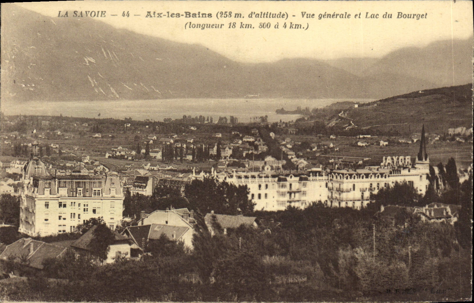 VINTAGE POSTCARD Savoy Aix Les Bains View and Lake Of Le Bourget