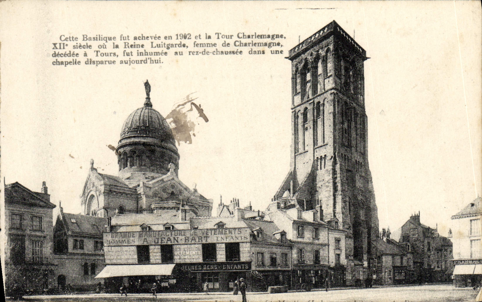 VINTAGE POSTCARD Tours Basilica