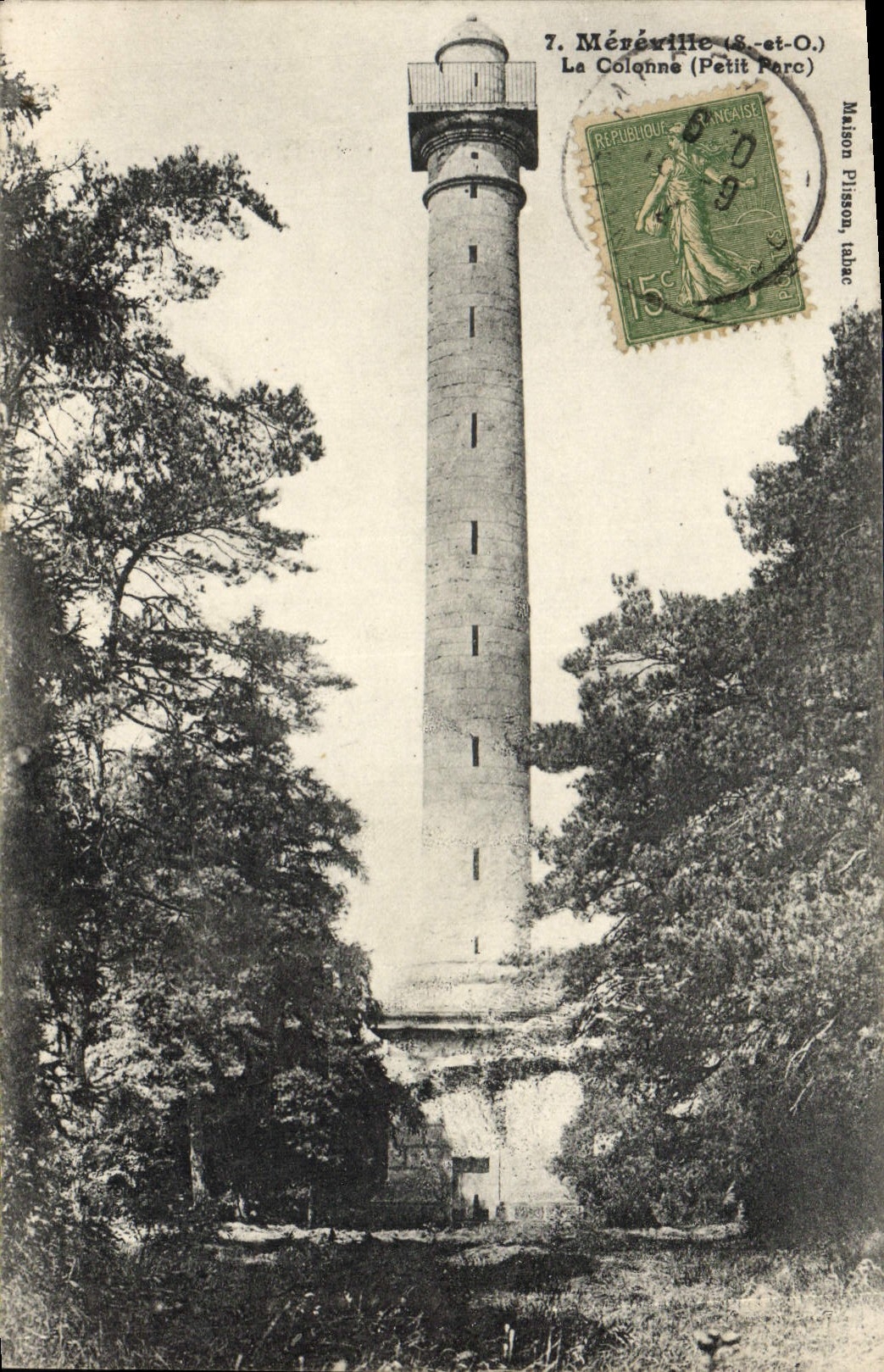 VINTAGE POSTCARD Mereville the Column Small park