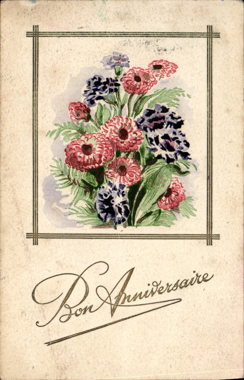 VINTAGE POSTCARD Good Birthday Flowers
