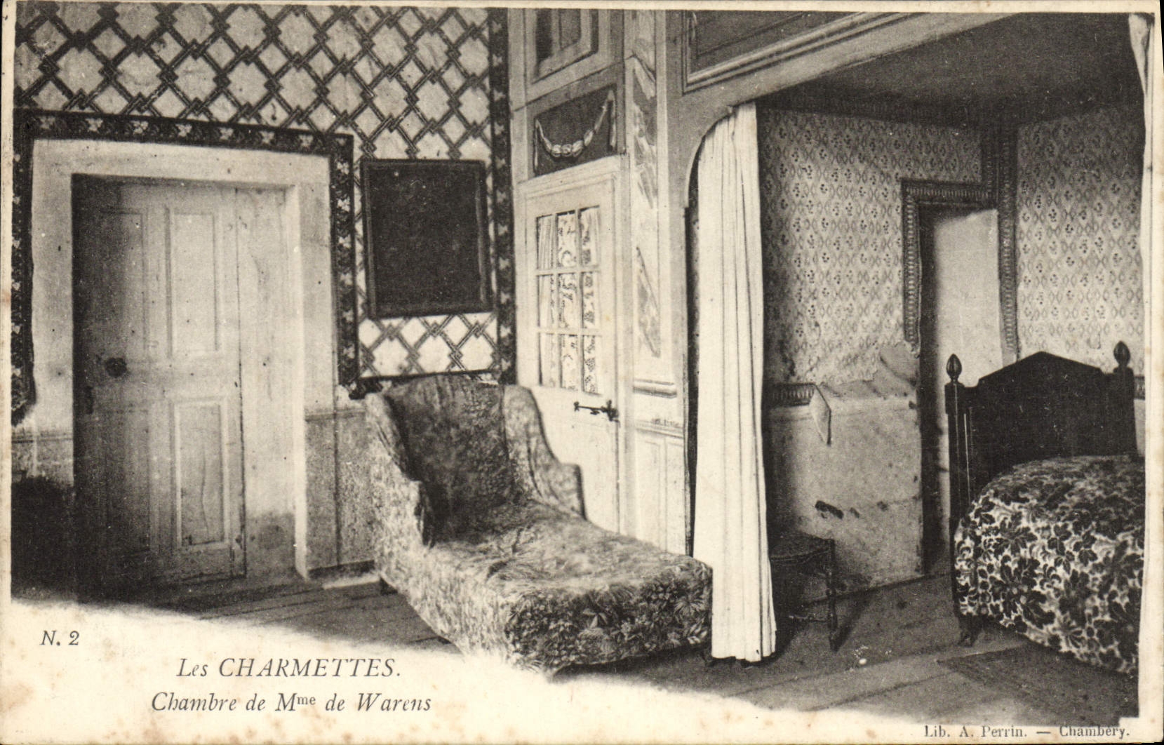 VINTAGE POSTCARD Charmettes Room Of Mrs. de Warens