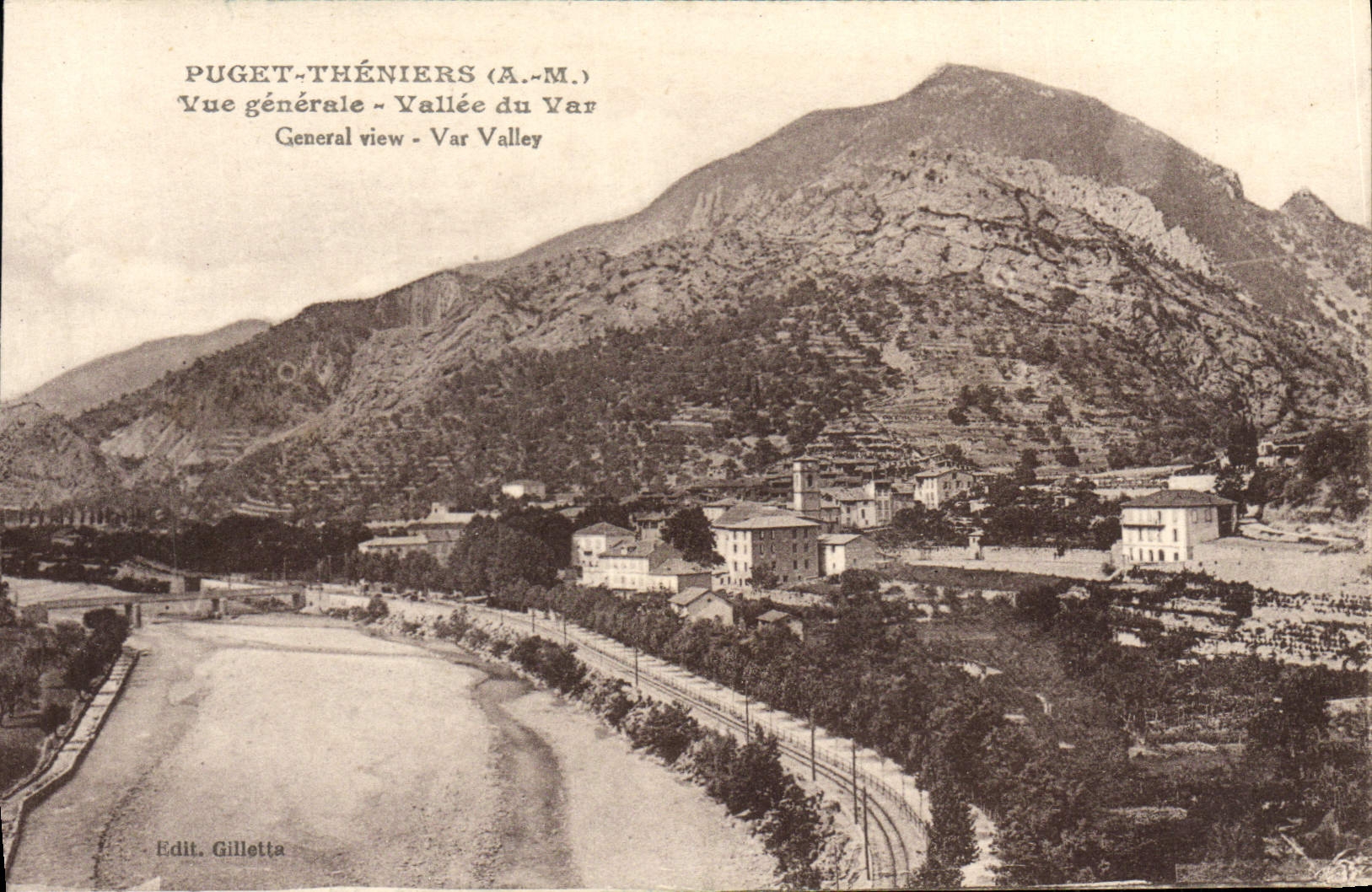 VINTAGE POSTCARD Puget Theniers View Valley Of the VAr