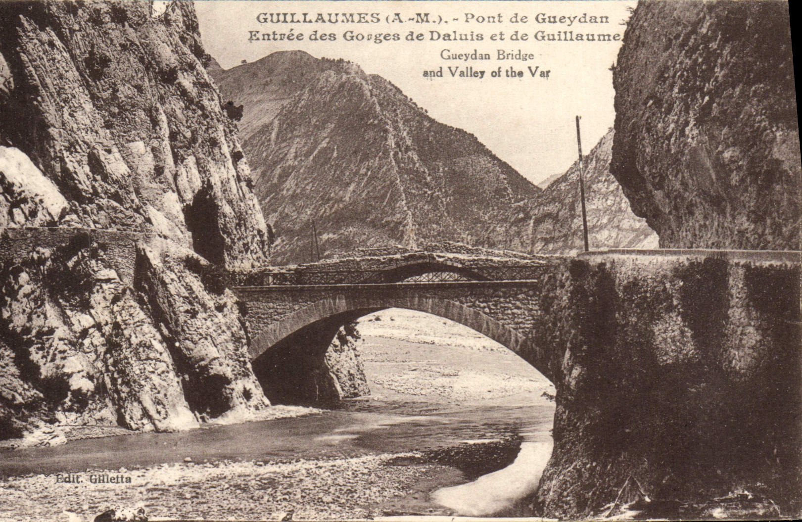 VINTAGE POSTCARD Rabbets Bridge De Gueydan Entered Of the Falls De Daluis And Guillaume