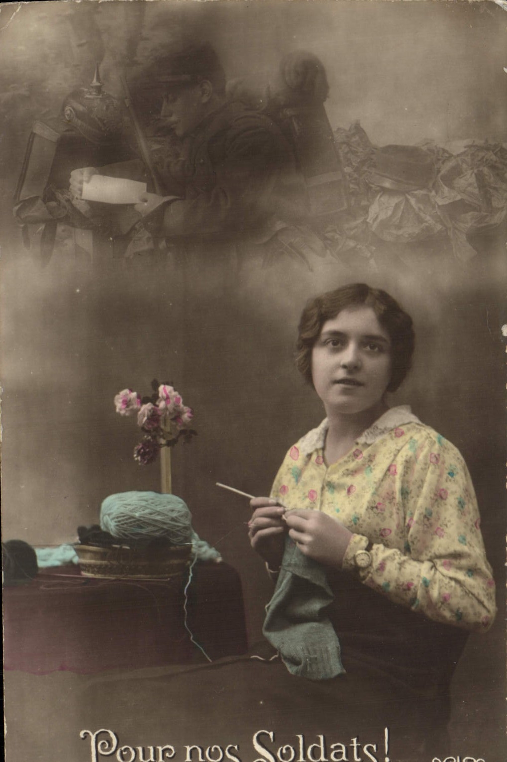 VINTAGE POSTCARD For Our Soldiers Militaria Woman