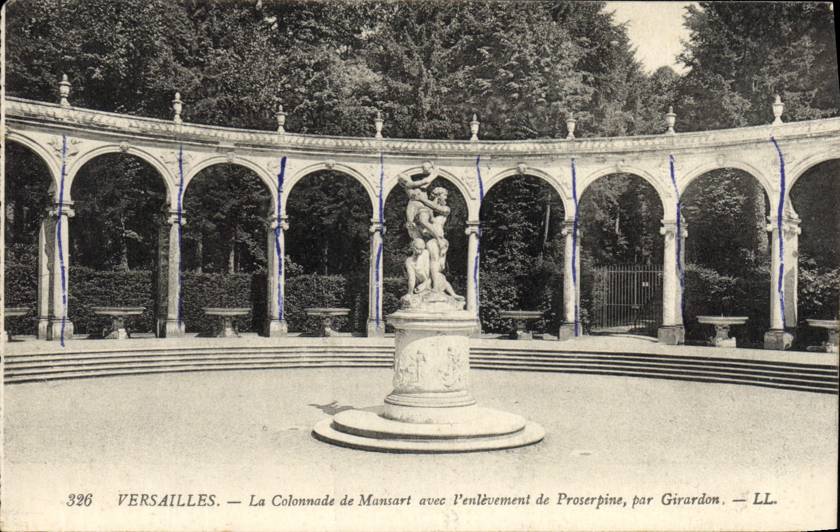 VINTAGE POSTCARD Versailles the Colonnade De Mansart With the removal of Proserpine by Girardon