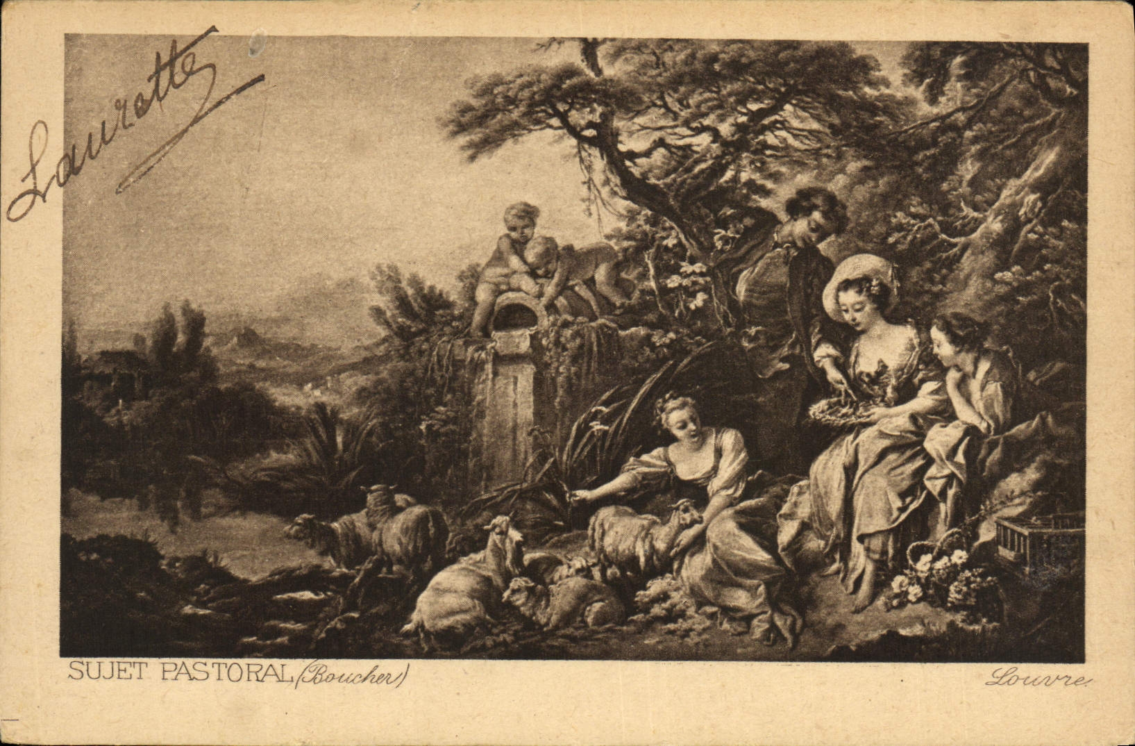 VINTAGE POSTCARD Fantasy Pastoral Subject Goat Sheep