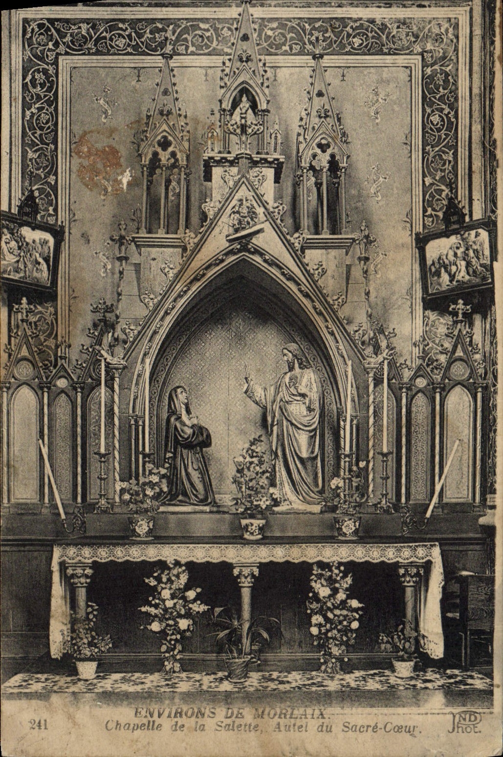 POSTAL Surroundings De Morlaix Vault de la VENDIMIA del puente del horno de Salette del corazón de la consagración