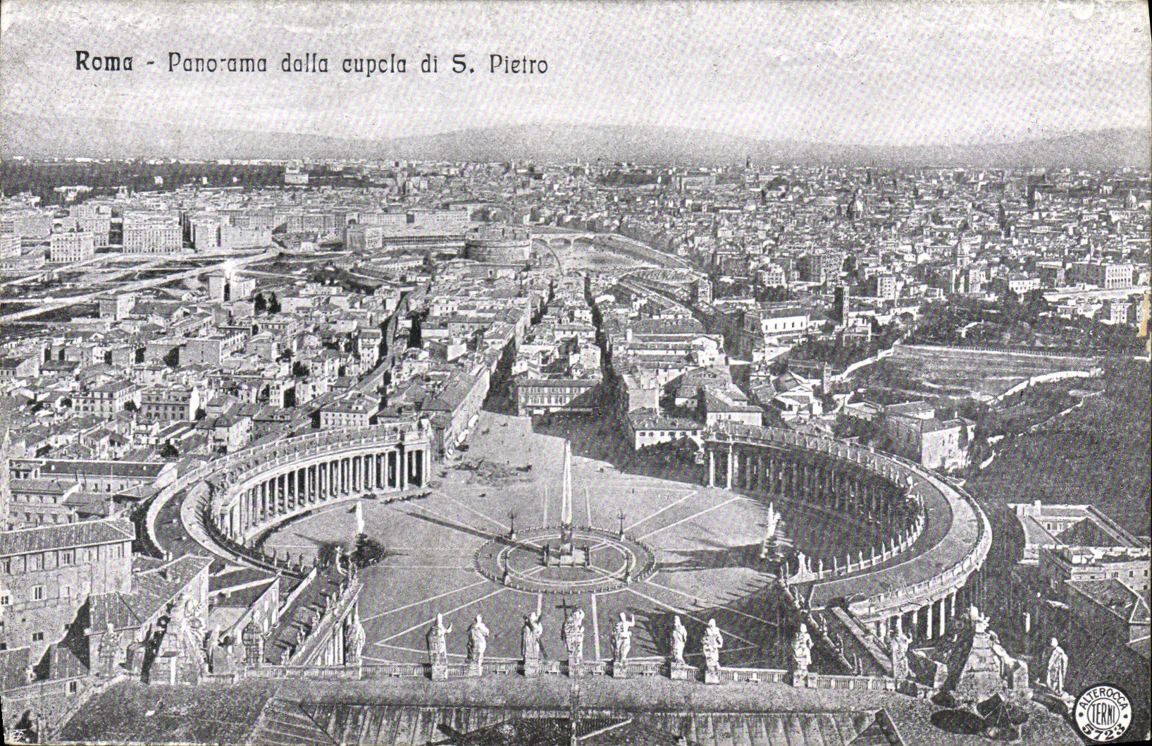 El panorama de Roma de la POSTAL de la VENDIMIA pavimentó a Cupcla di S Pedro