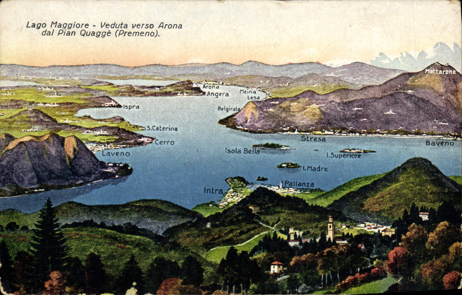 CPA Lago Maggiore Veduta Verso Arona dal Pian Quagge Premeno