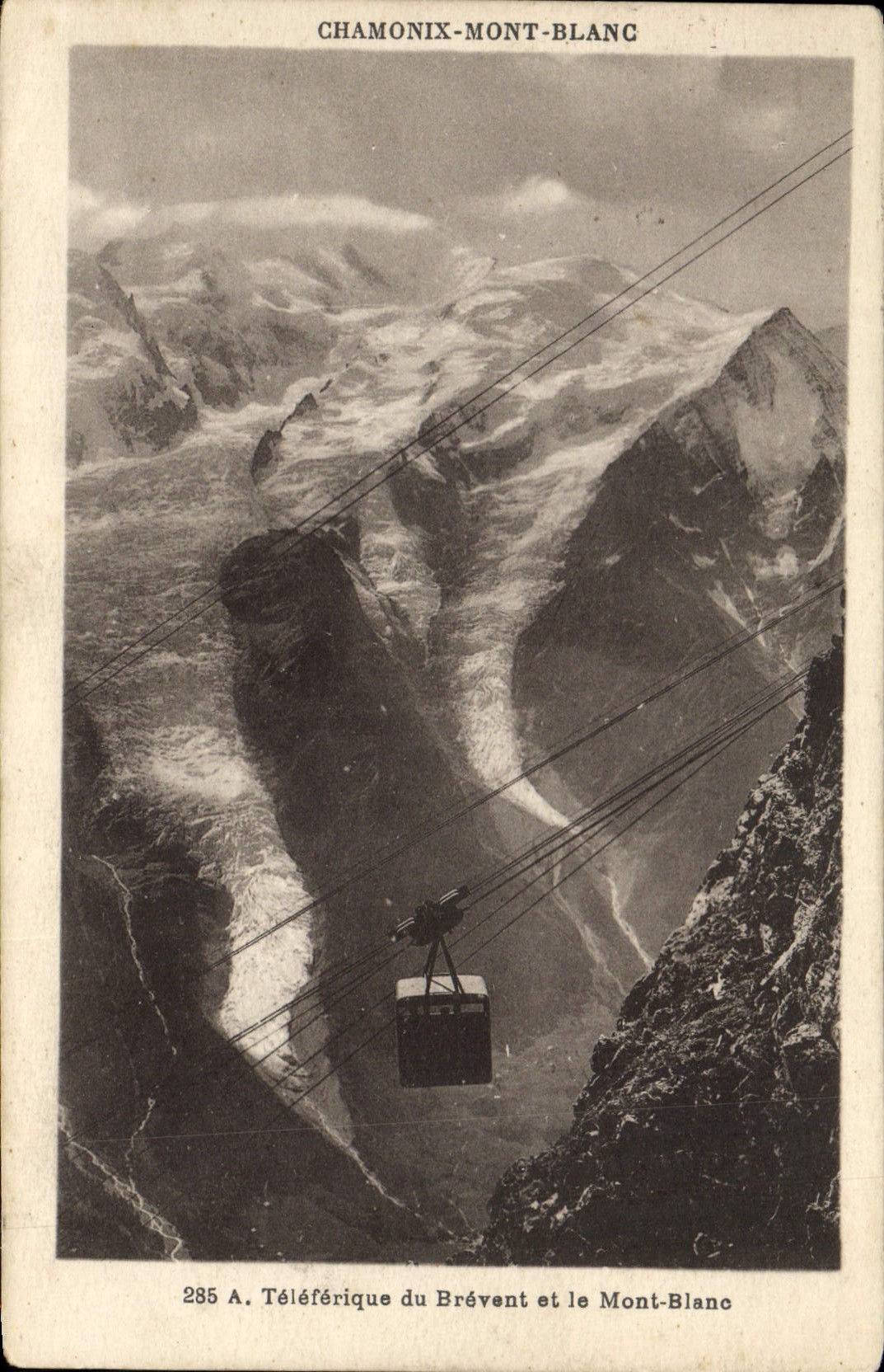 POSTAL Chamonix Mont Blanc Teleferic de la VENDIMIA de Brevent y de Mont Blanc