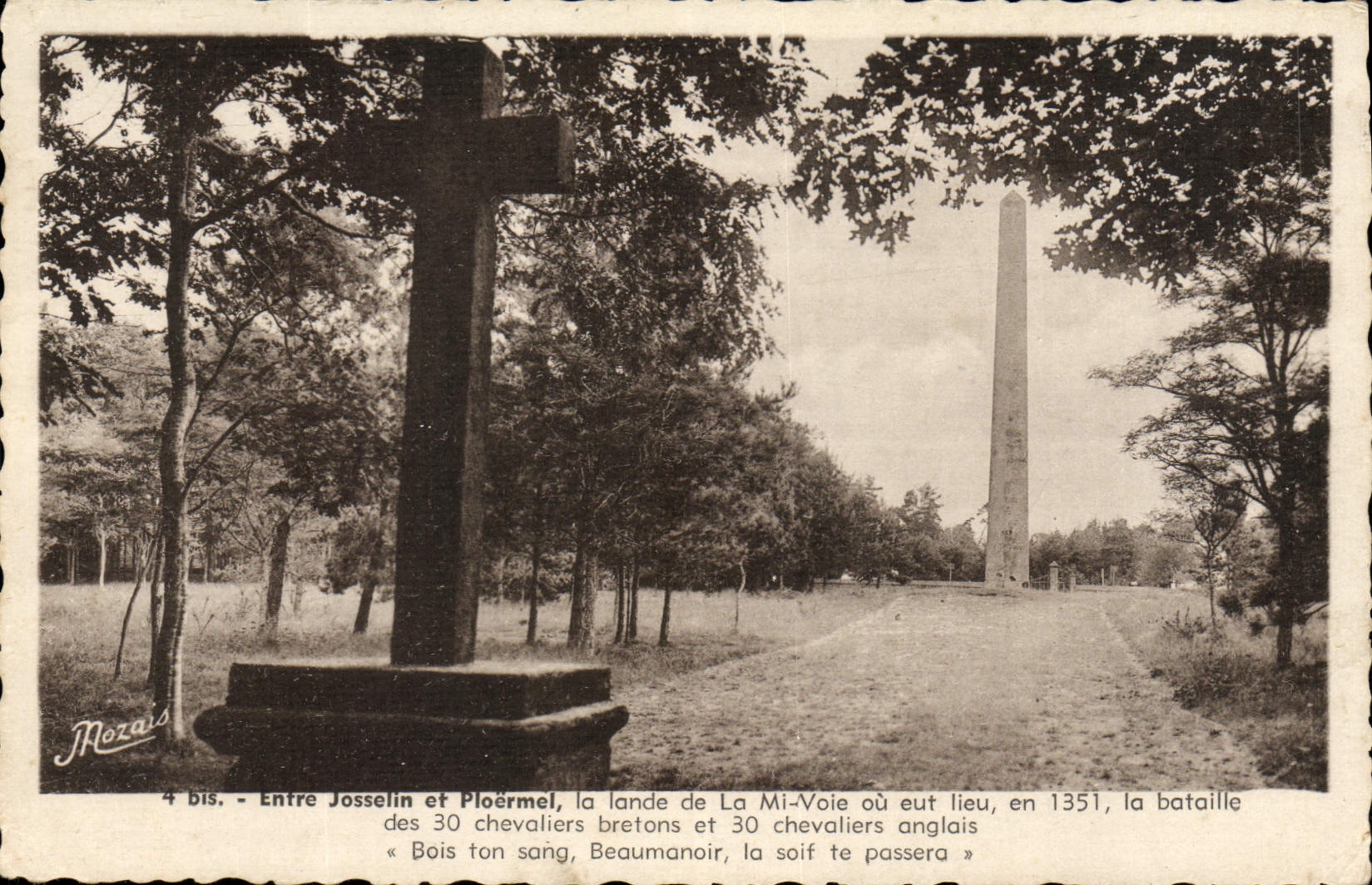 VINTAGE POSTCARD Between Josselin and Ploermel the Moor of the Semi Way