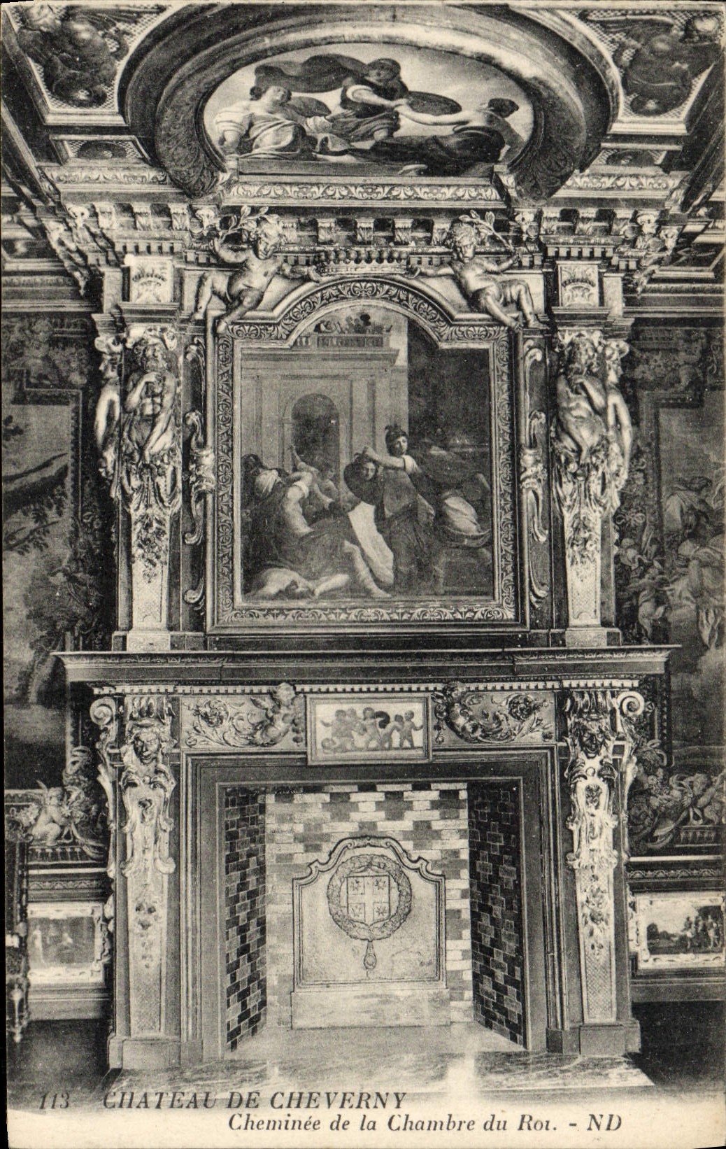 VINTAGE POSTCARD Castle De Cheverny Chimney of the Room of the King