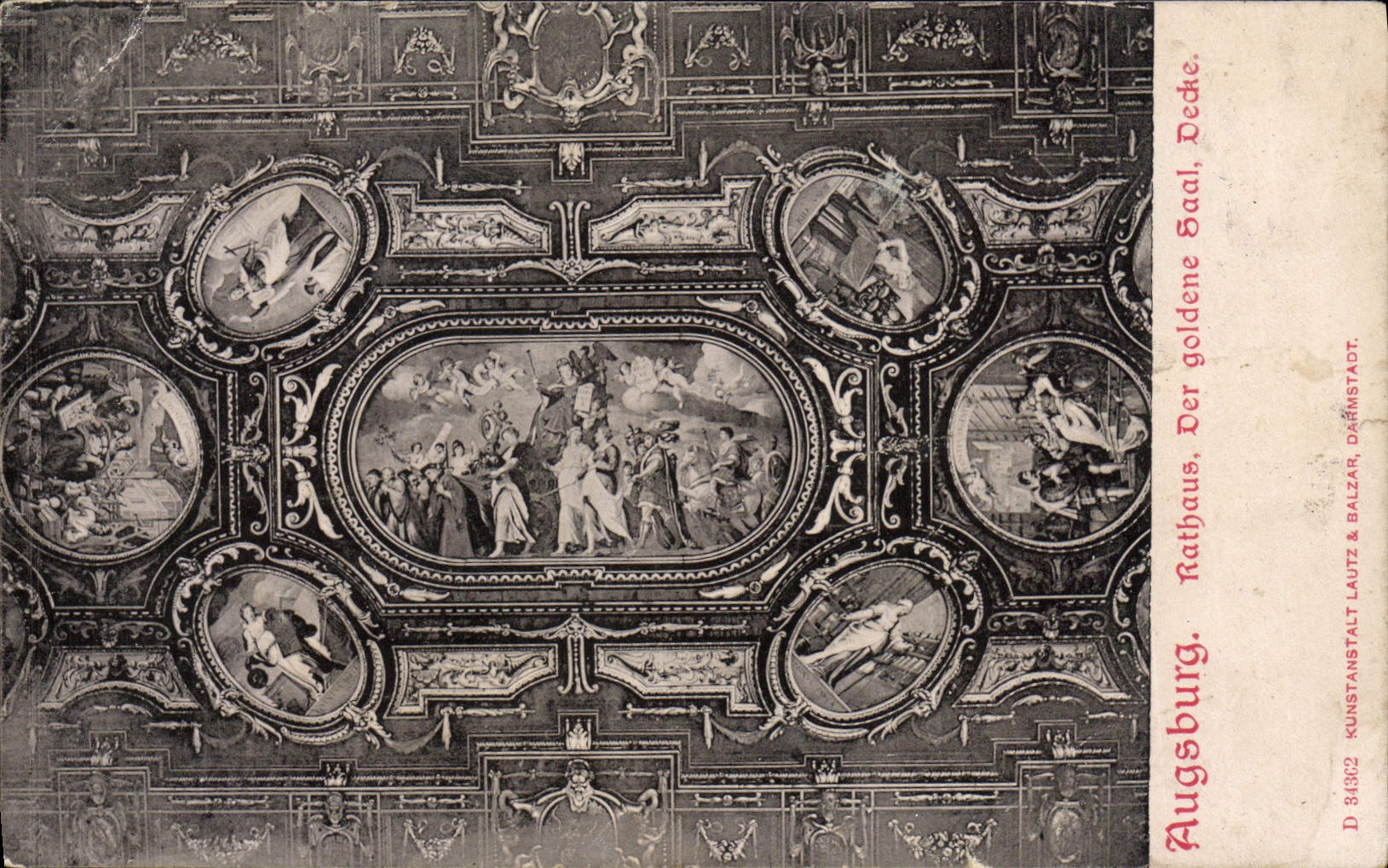 VINTAGE POSTCARD Augsburg Rathaus Der Goldene Saal Decke