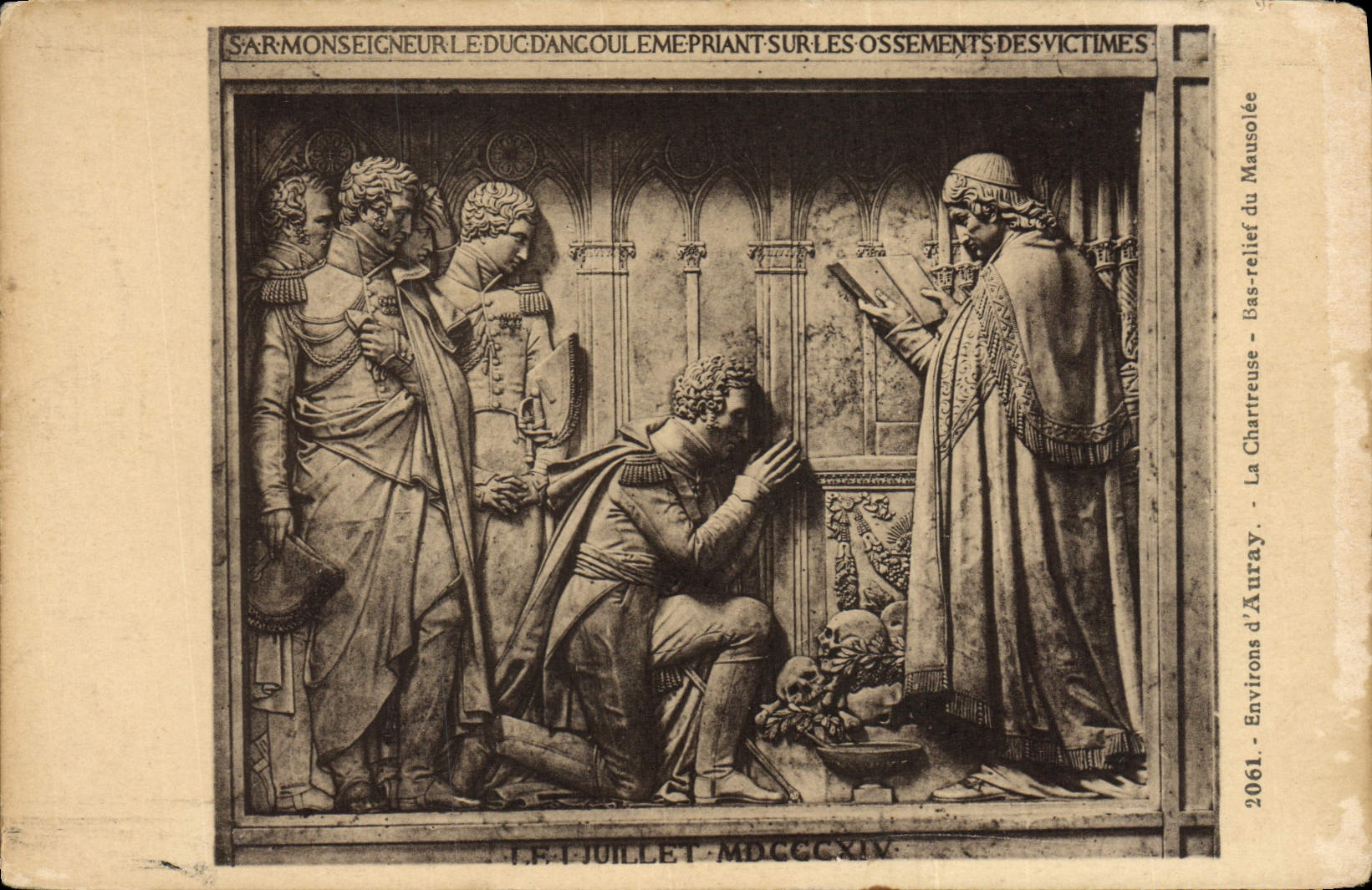 VINTAGE POSTCARD Surroundings D' Auray Low Chartreuse Relief of the Mausoleum