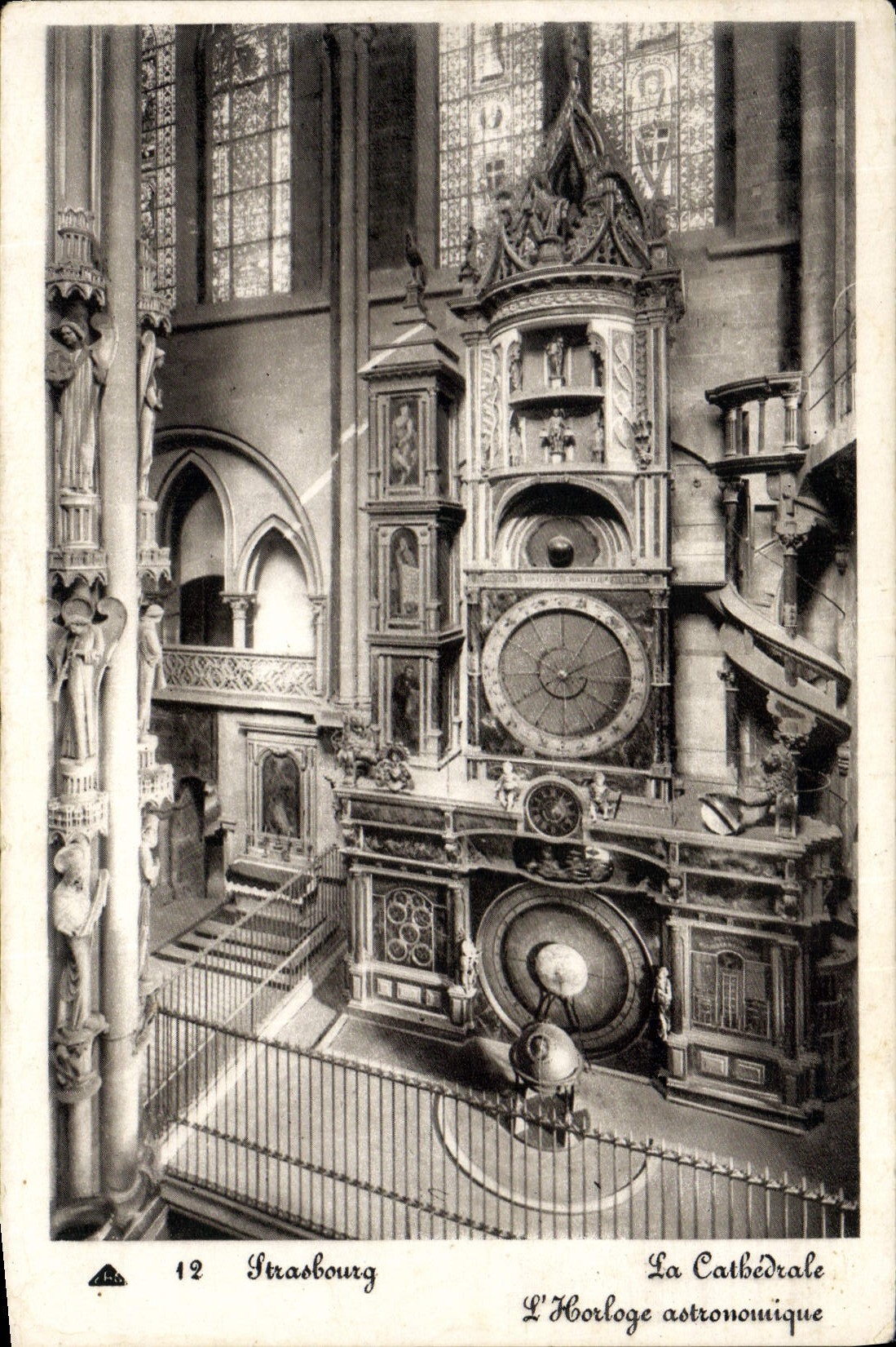 Reloj astronómico de Estrasburgo Catbedrale de la POSTAL de la VENDIMIA