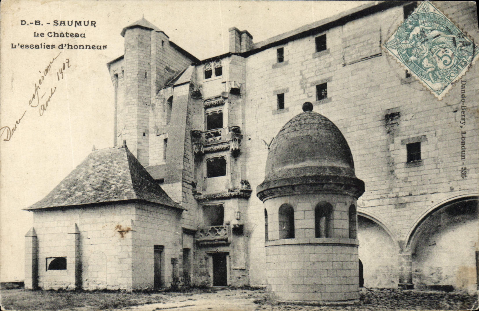 VINTAGE POSTCARD Saumur the Castle the main staircase