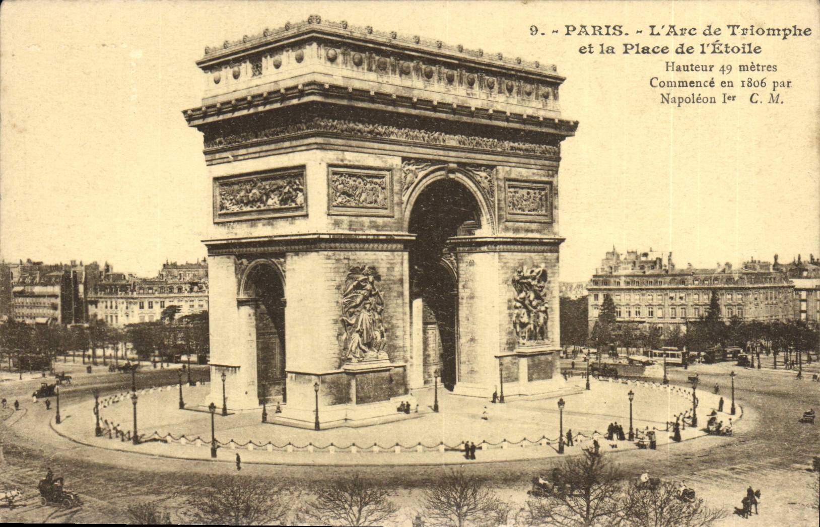 CPA Paris L'Arc de Triomphe et la place de l'Etoile